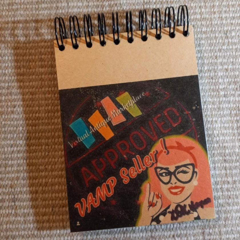 Handmade Junk Journal. VAMP Icon. Wire Spiral Notebook. Pockets