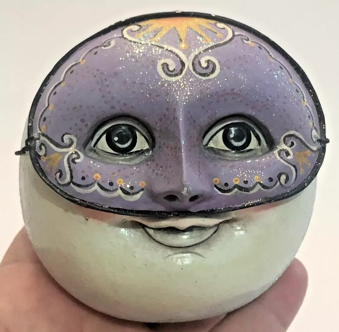 Weirdo Man in the Moon Round Mardi Gras Christmas Ornament w