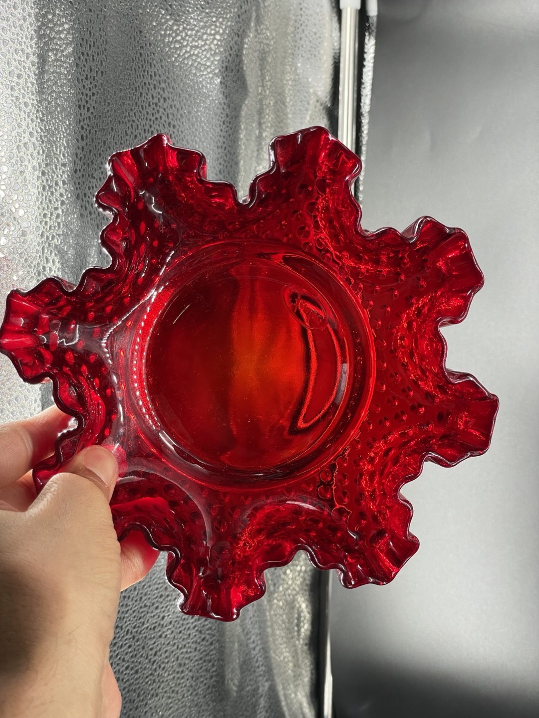Fenton Ruby Red Bowl Ruffle Fenton Ruby Red Hobnail Ruffle Bowl 7.5”