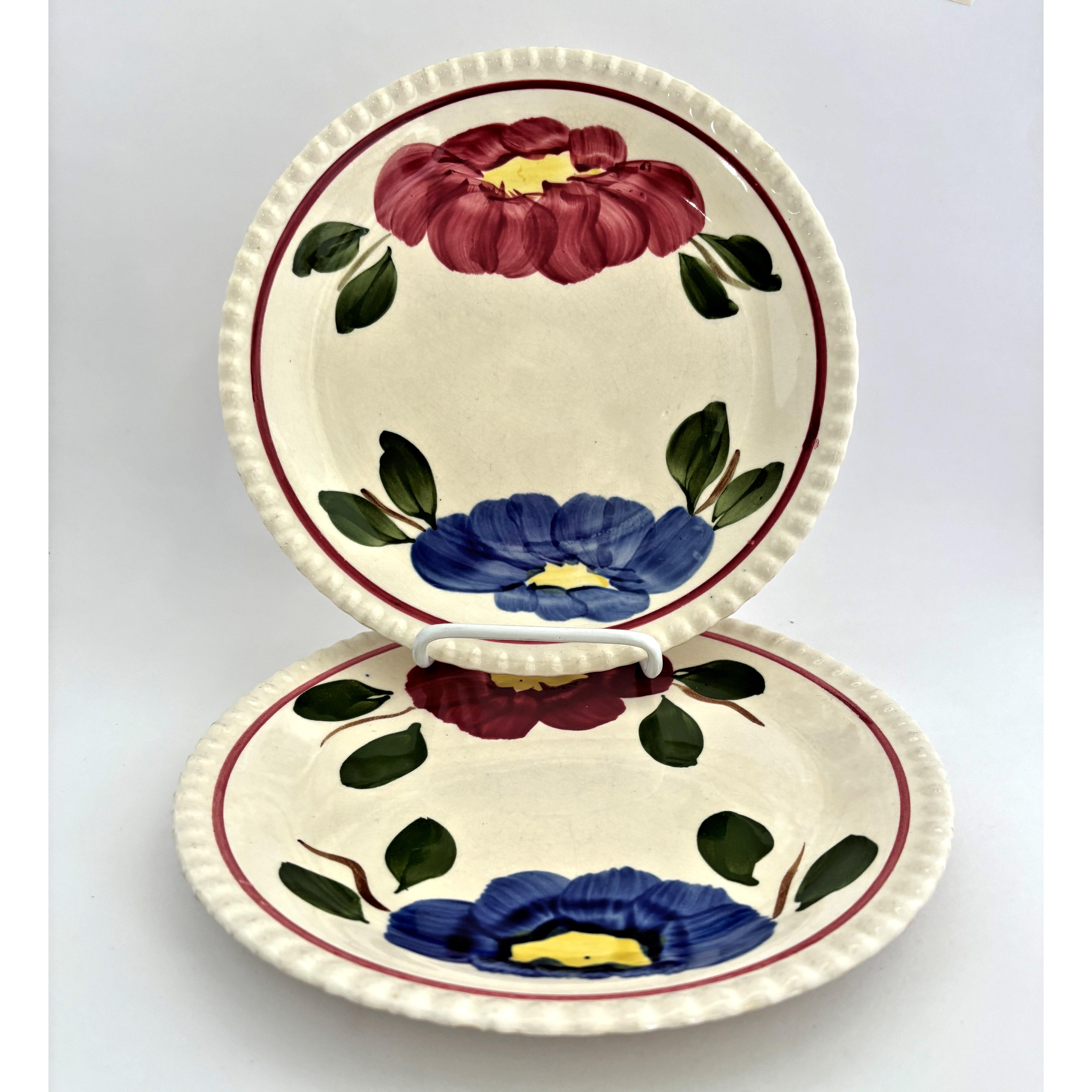 Blue Ridge Pom Pom Dinner Plates Hand Painted Southern Pottery Cottage ...