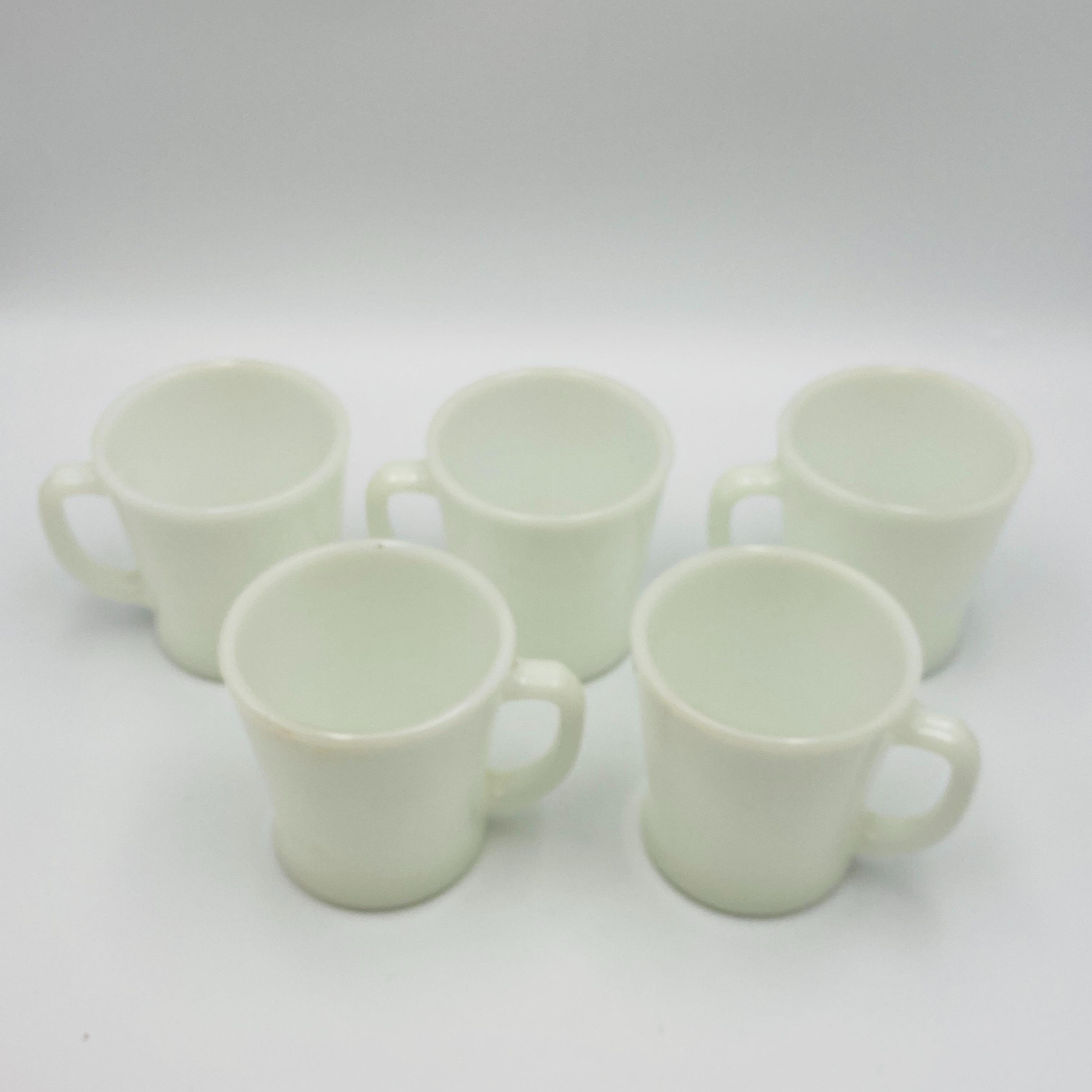 Vintage Fire King Anchor Hocking White Milk Glass Coffee Mugs D Handle Set of 5