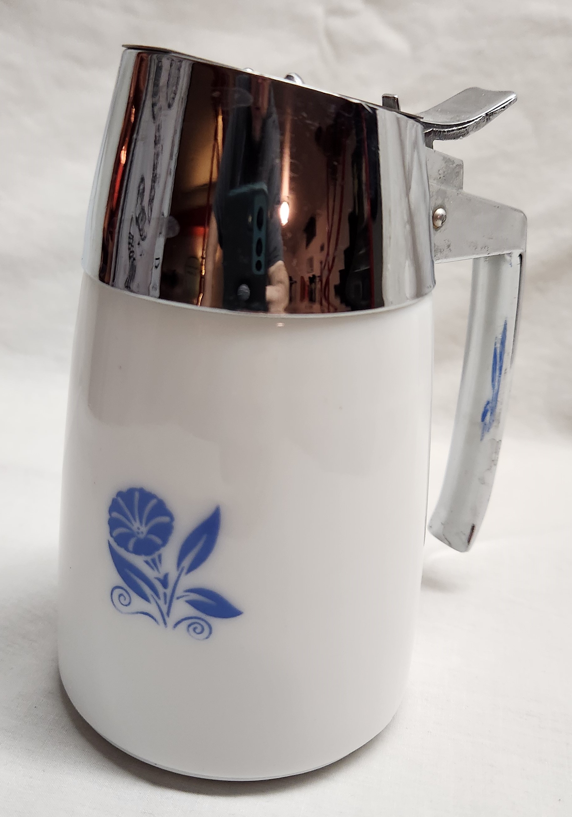 Pyrex Corning Corelle Milk Glass Syrup/Sugar Dispenser