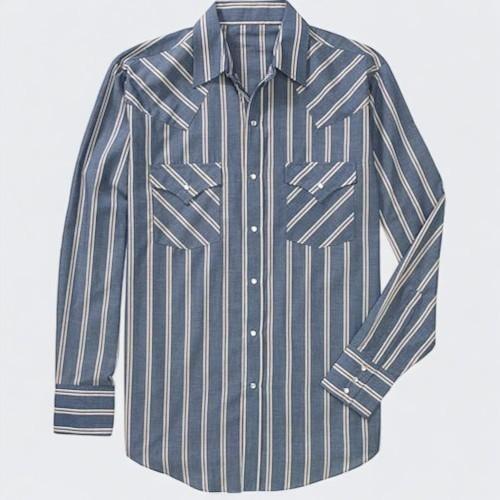 Chemise Western Plains Western – Bleu – Manches Longues – Taille L – Occasion