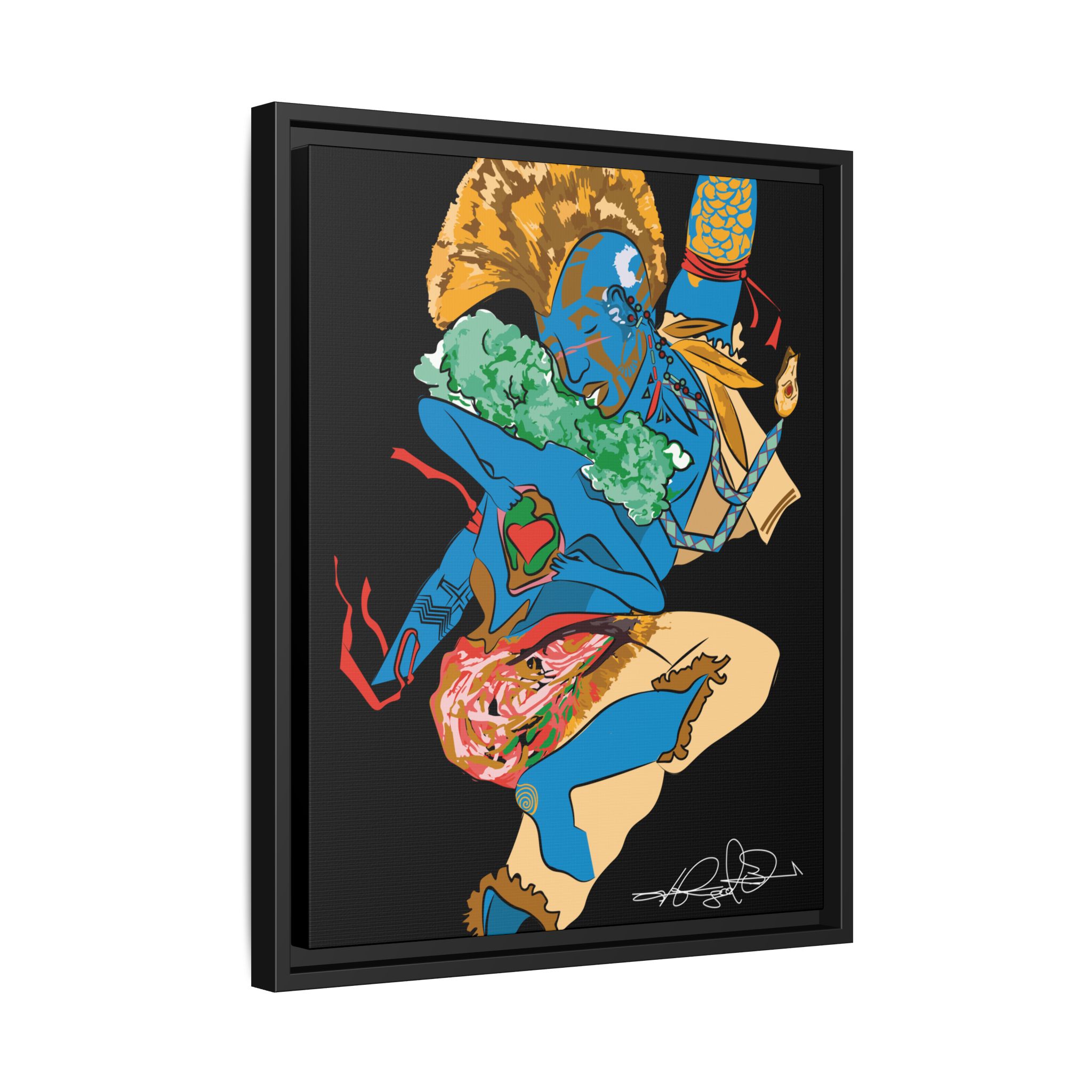 Indigenous Blue – Afro-Futurist Canvas Art (Framed, 16x20) | Cultural ...