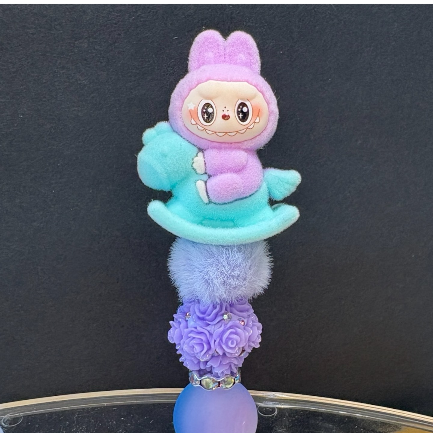 Beaded Rag Labubu Rockinβ Rosy Labubu Beaded Pen β 1/1 MadeToBead Exclusive