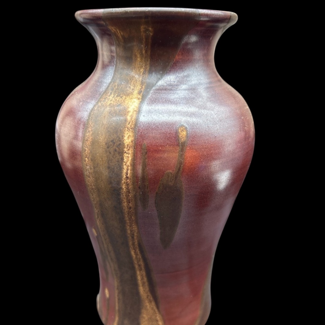 #01 Handmade Studio Pottery Vase – Drip Glaze – Signed – 8” x 5”