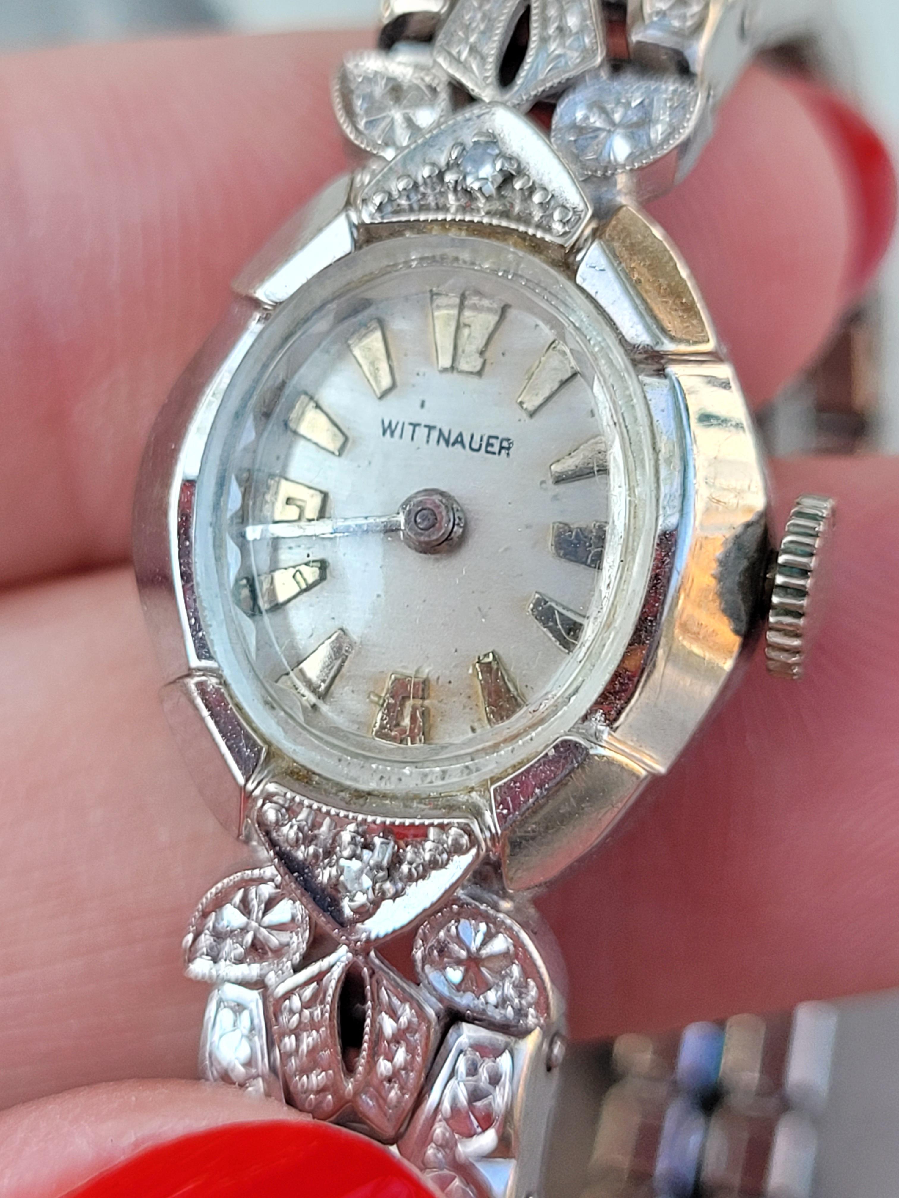 14k WHITE GOLD & DIAMOND Vintage WITTNAUER Women main image 4