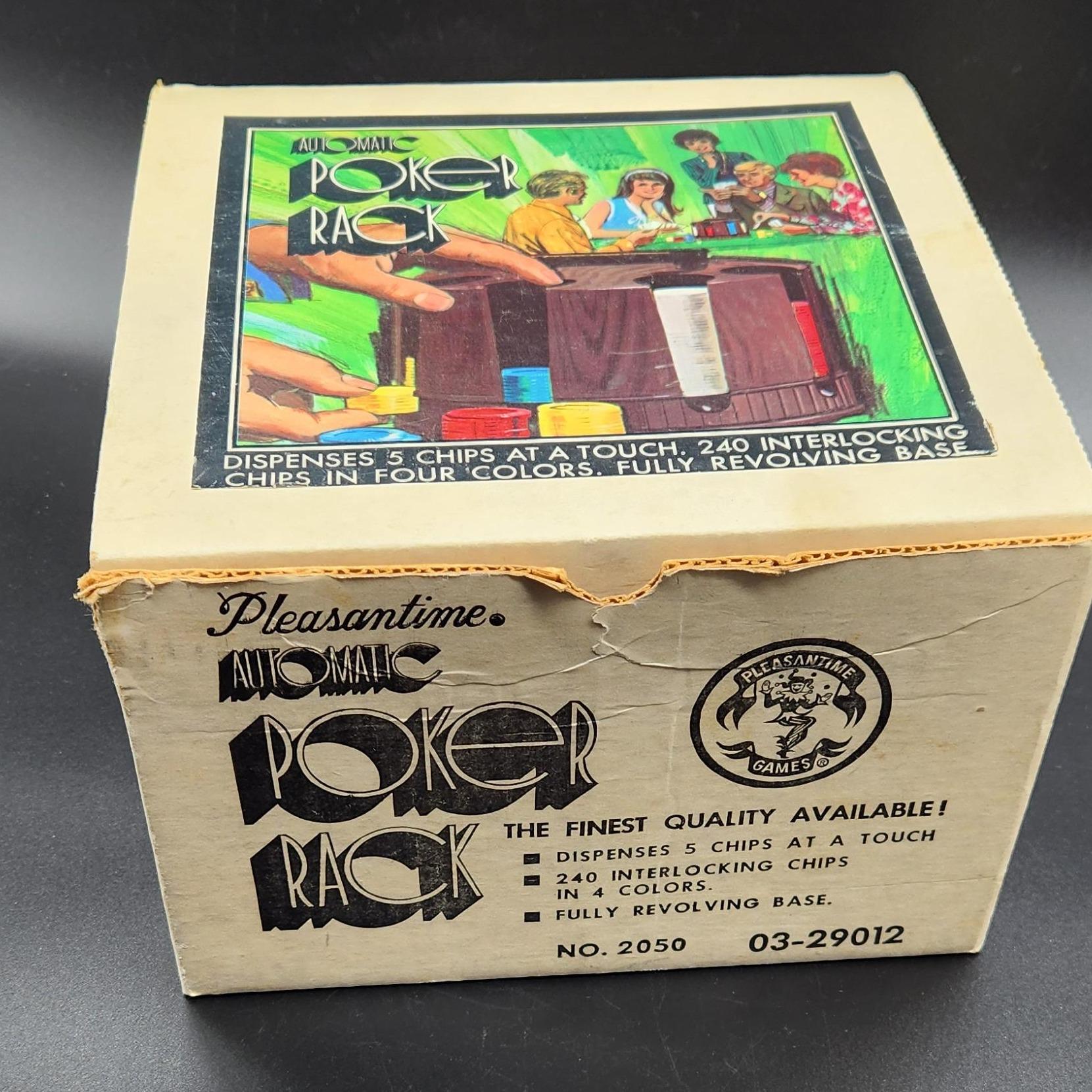 Vintage Pleasantime Automatic Poker Rack & Chips with original box