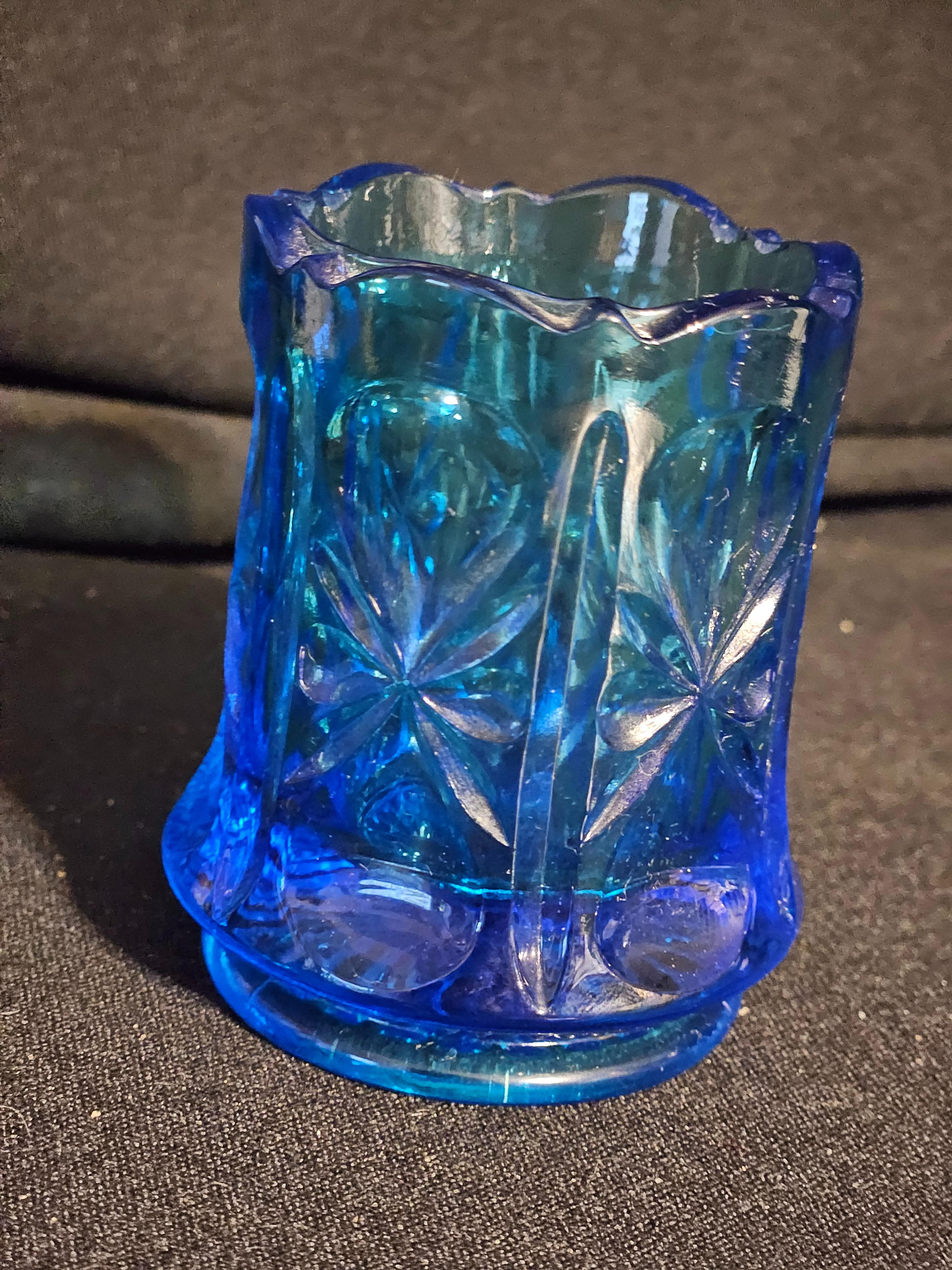 Cobalt blue imperial glass toothpick holder 2 1 2 tall