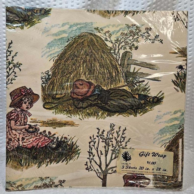 Vintage Nursery Rhyme Gift Wrap Sheets Little Boy Blue Little Miss Muffet