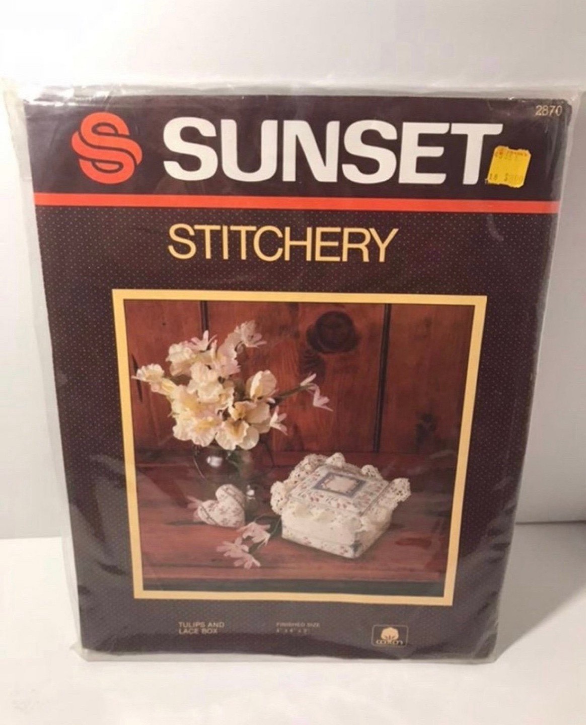 Sunset Stitchery Tulips and Lace Box Vintage 1983 4" x 4" x 3 ...