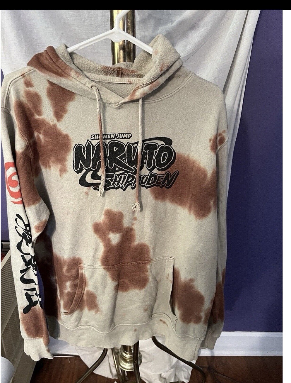 Naruto Shippuden Hoodie Tie Dye Sweatshirt Double Sided Size Large Manga