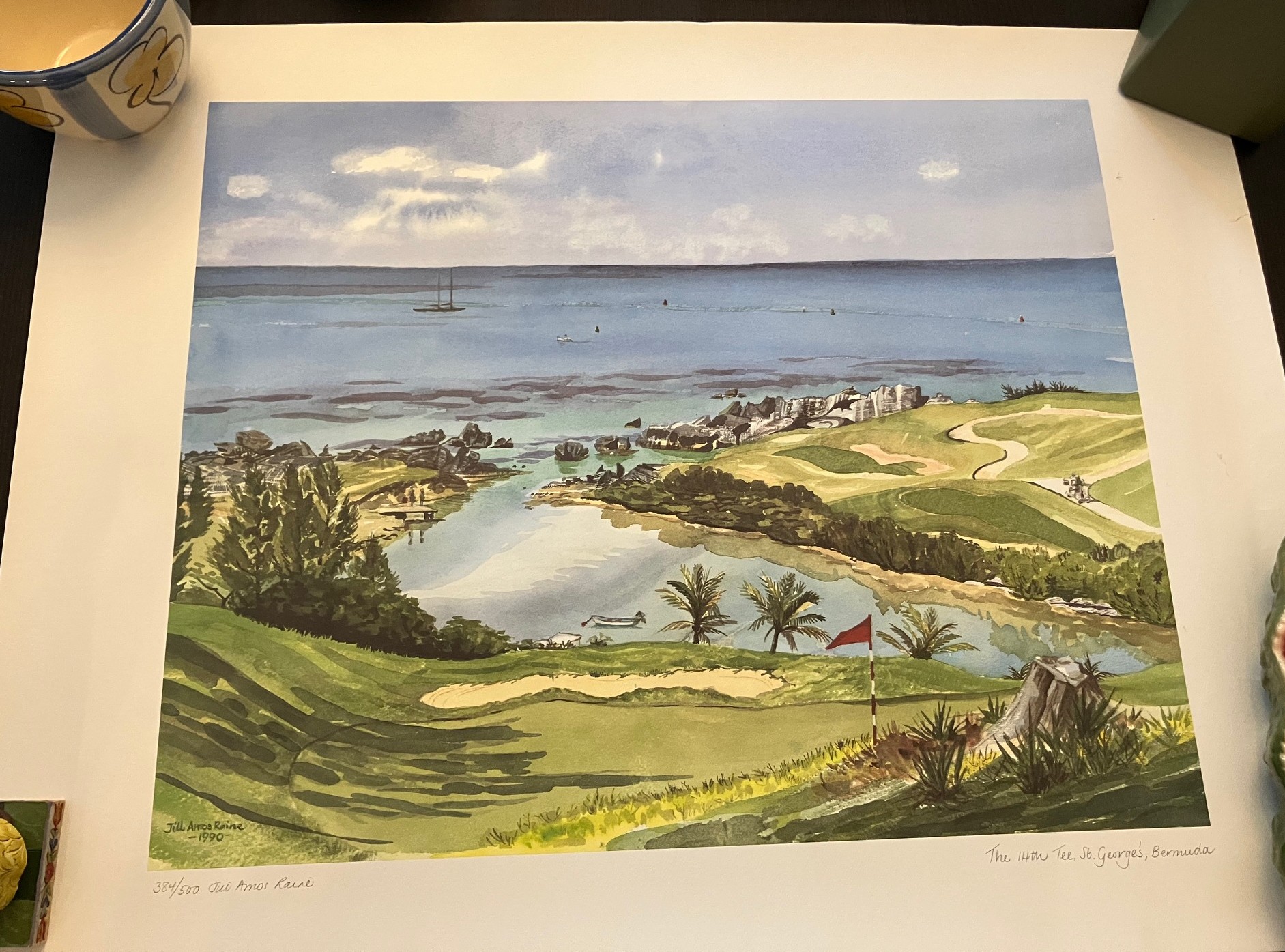 VTG Jill Amos Raine Signed Print The 14th Tee, St. Georges, Bermuda No ...