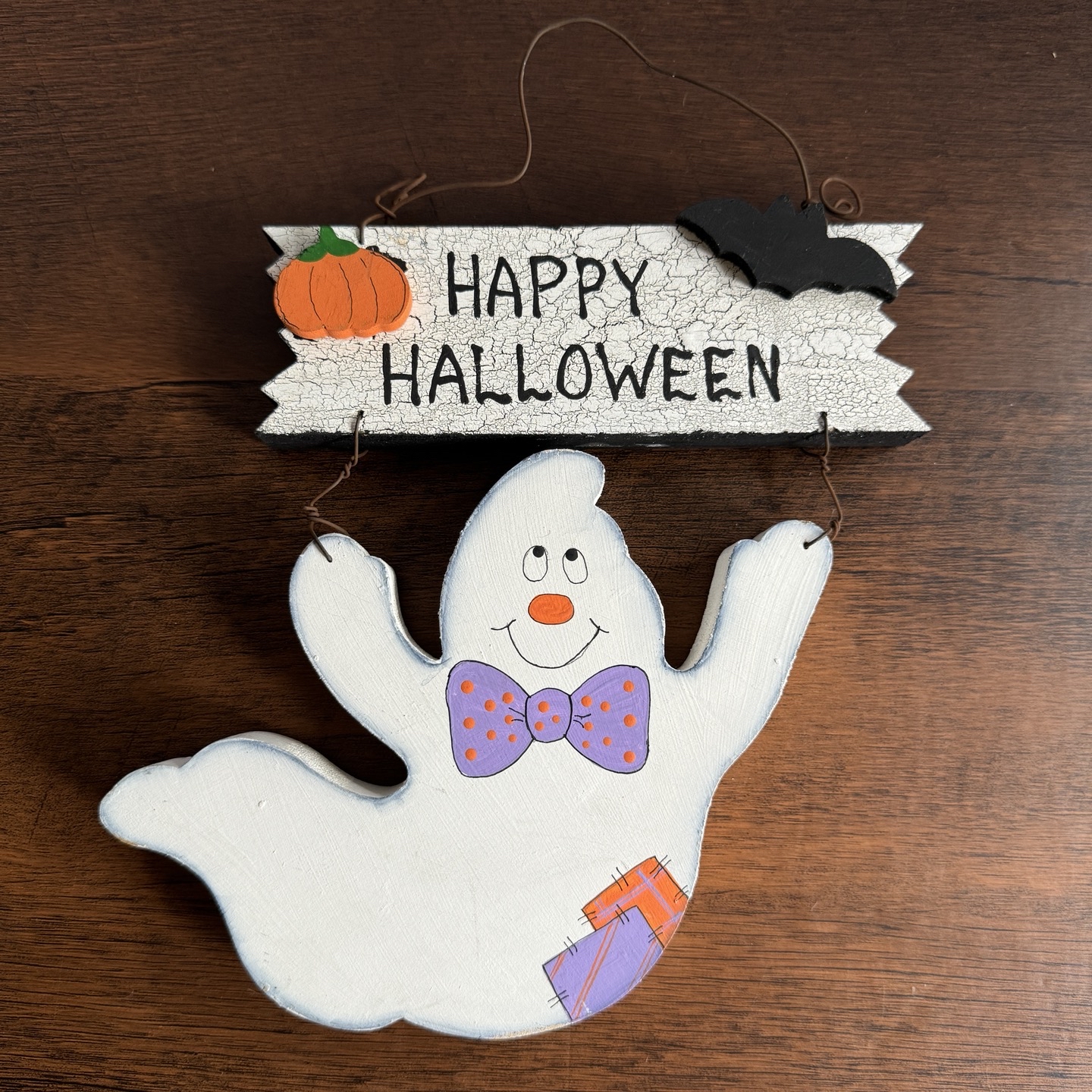 Vintage 1990s Hand Painted Happy Halloween Ghost Sign