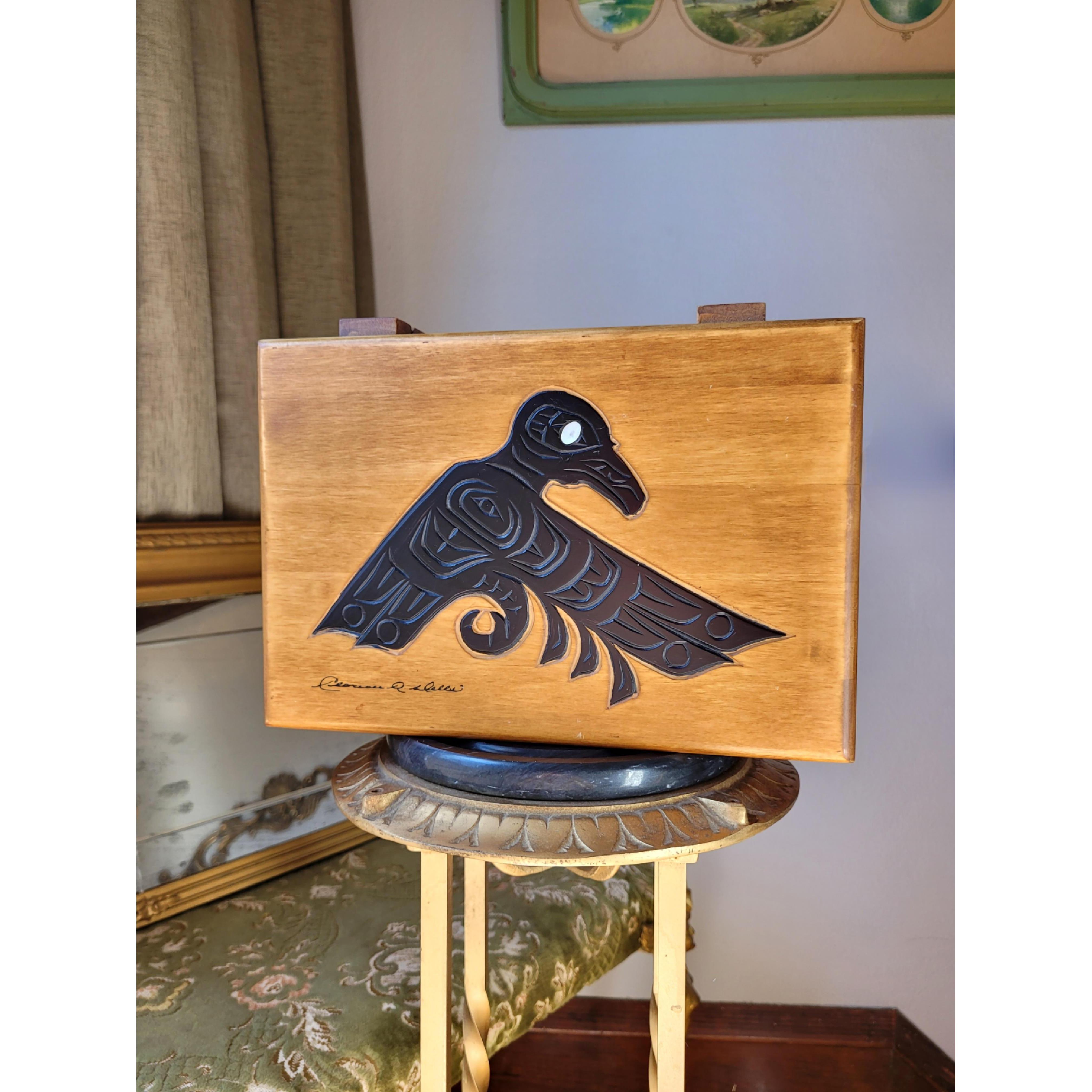 Vintage Clarence A. Wells Signed Raven Haida MOP Inlay Decorative ...