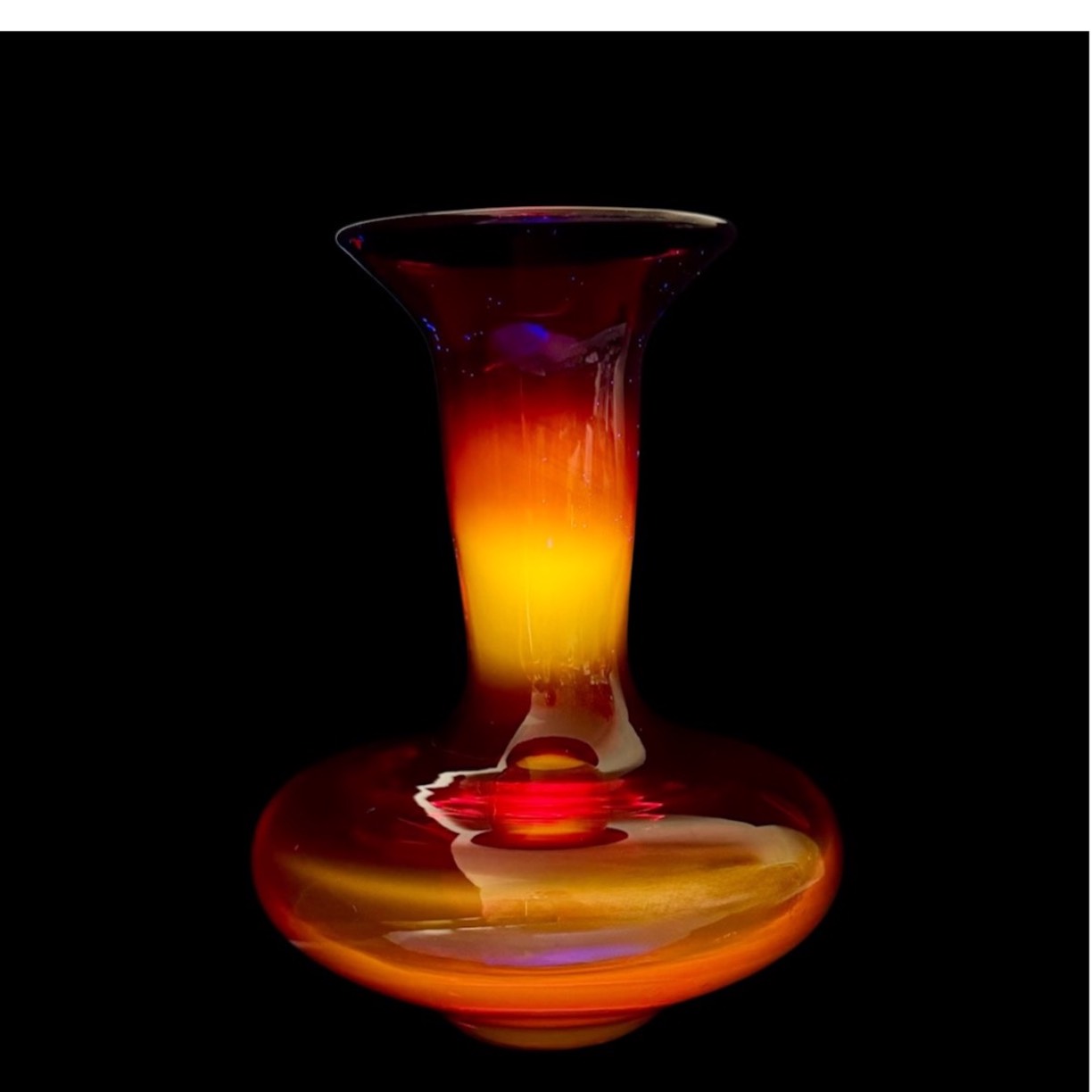 BLENKO Vase Tangerine/Amberina #3302 Flared Mouth Signed Richard Blenko ...