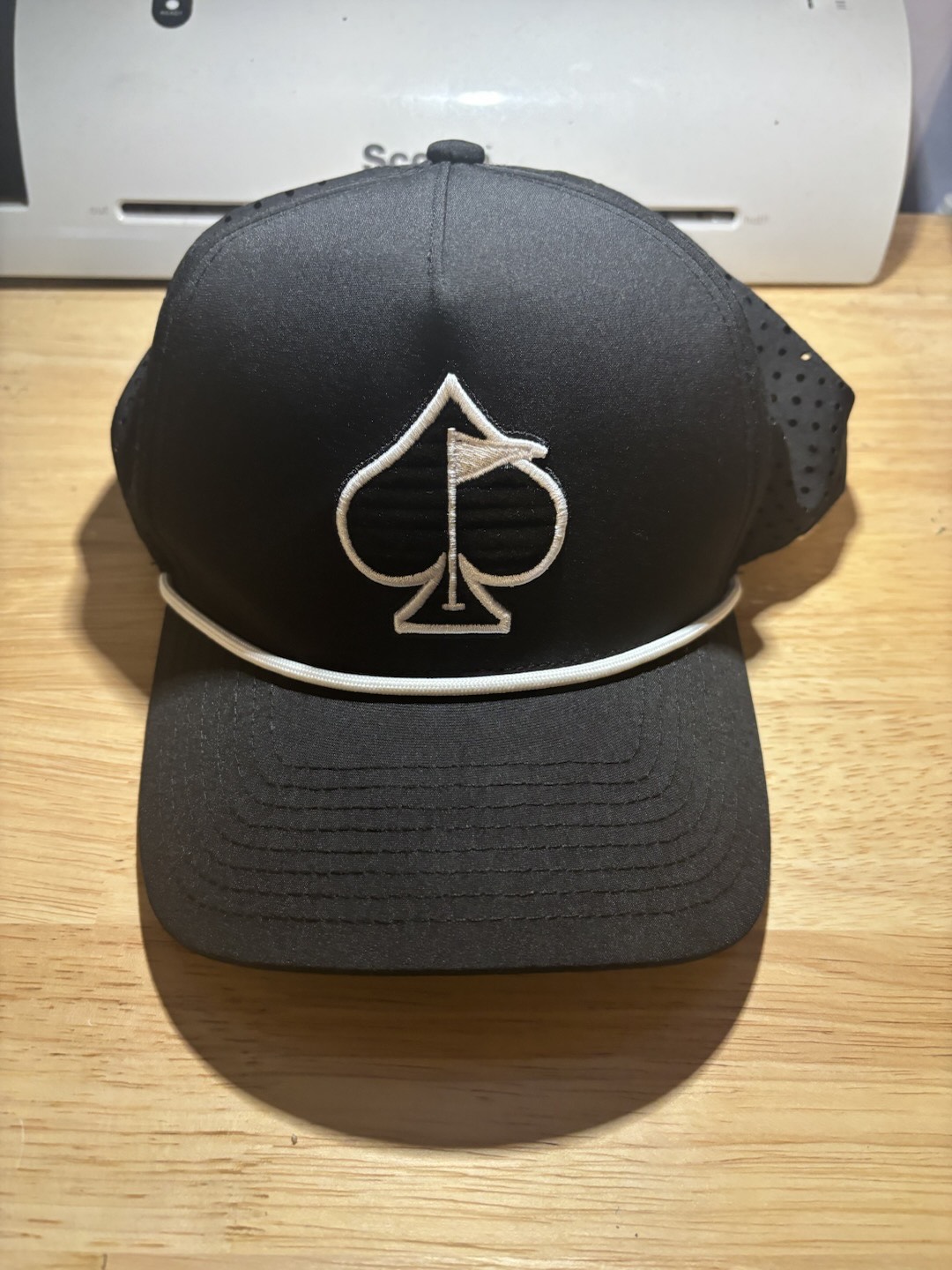 Vented Rope Baseball Cap Pins And Aces Snapback Performance Vented Rope Hat | Black & White