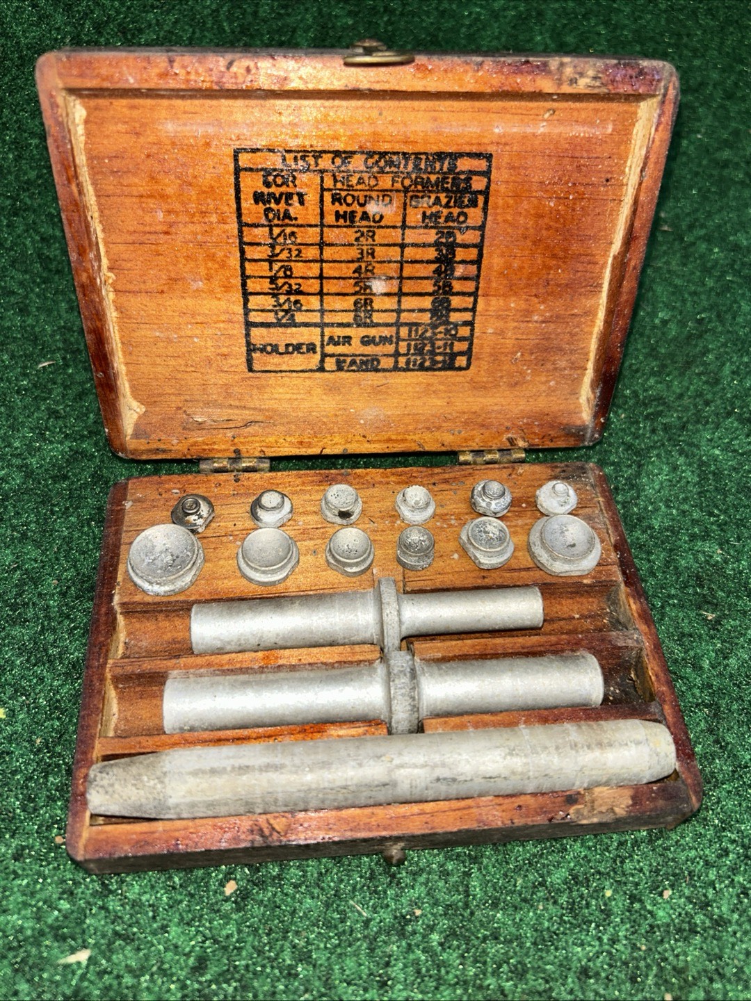 Military Rivet Line Vintage Original W.W.II Era U.S. Navy USN Rivet Set In Wooden Case