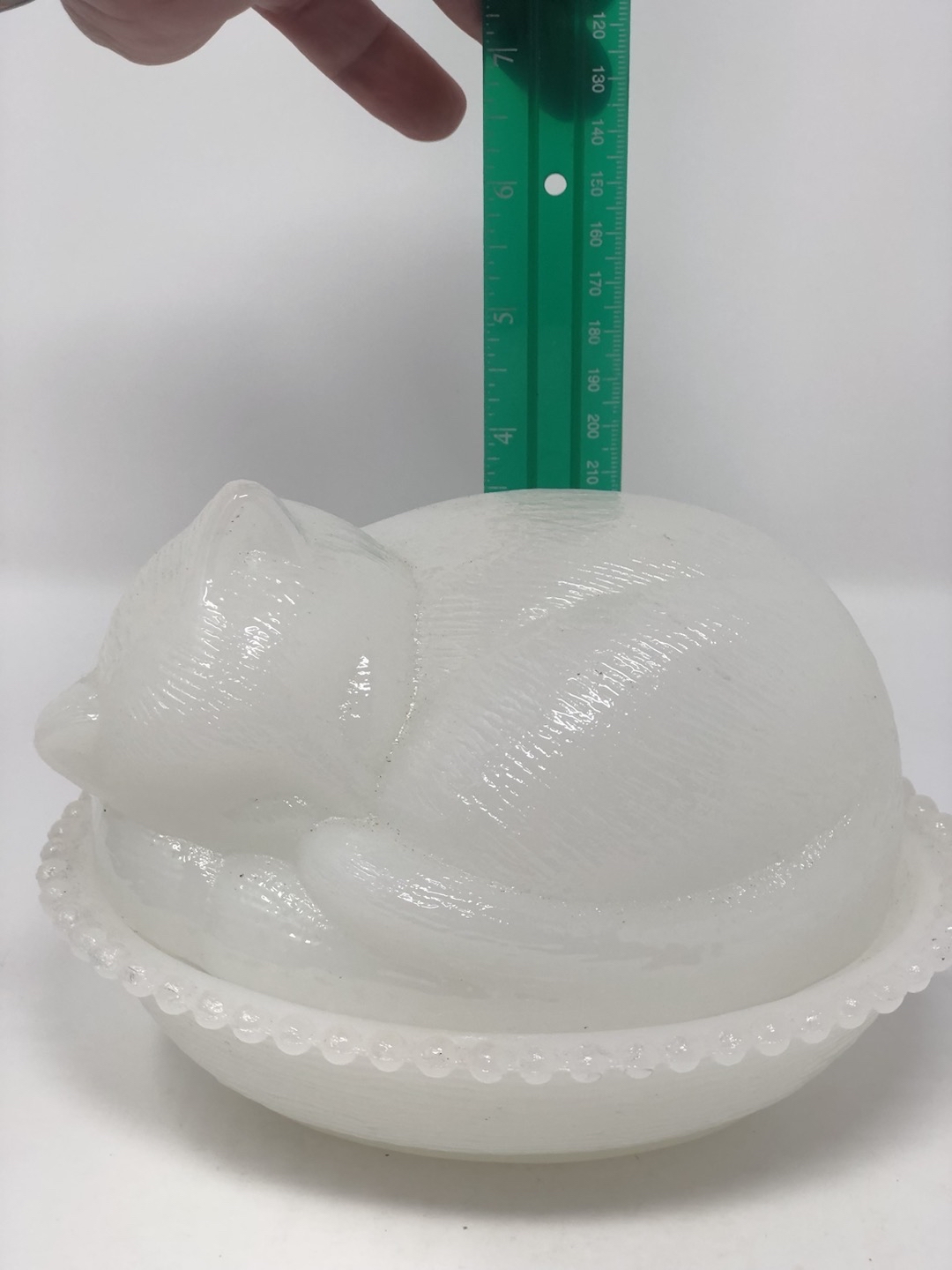 Milk Glass Sleeping Cat On A Nest