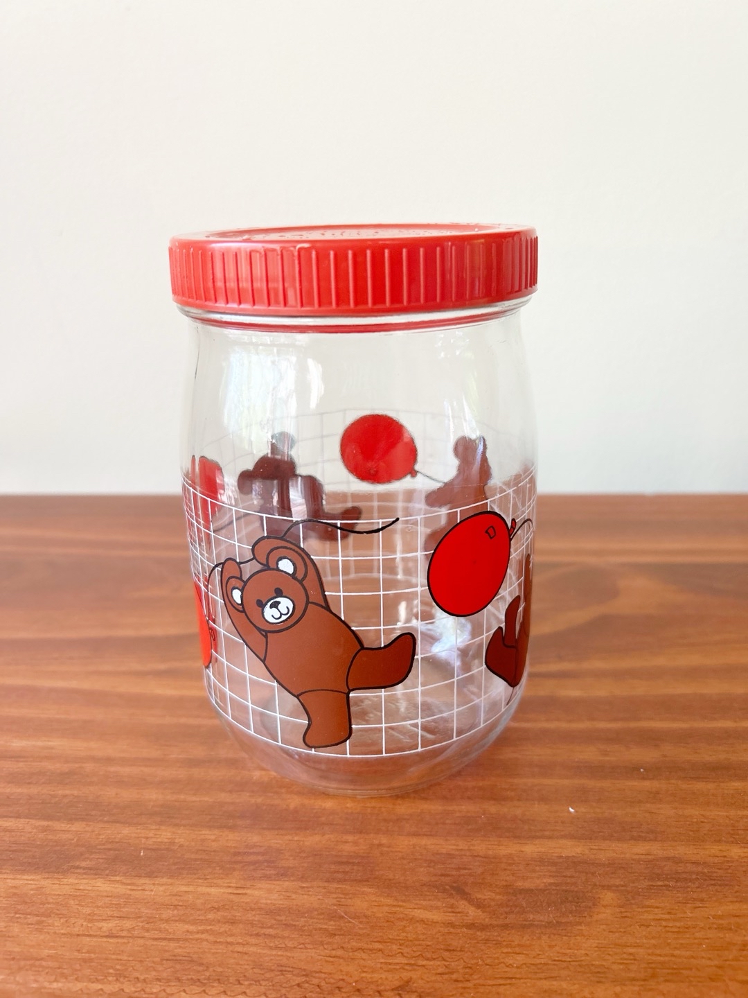 Vintage Glass Teddy Bear Balloon Canister Container Made In France