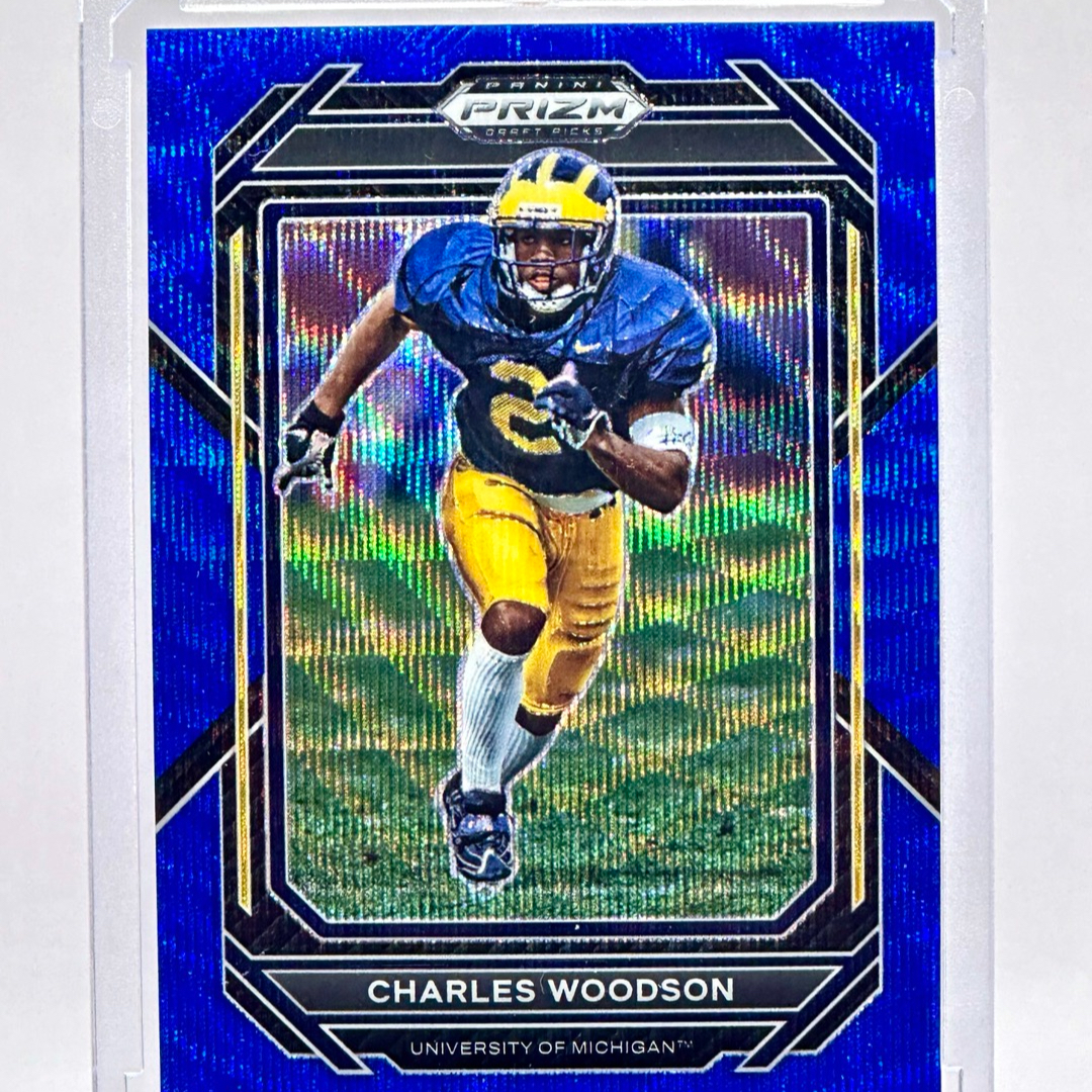 Charles Woodson 2023 Prizm Draft Blue Wave Color Match Numbered /249 ...