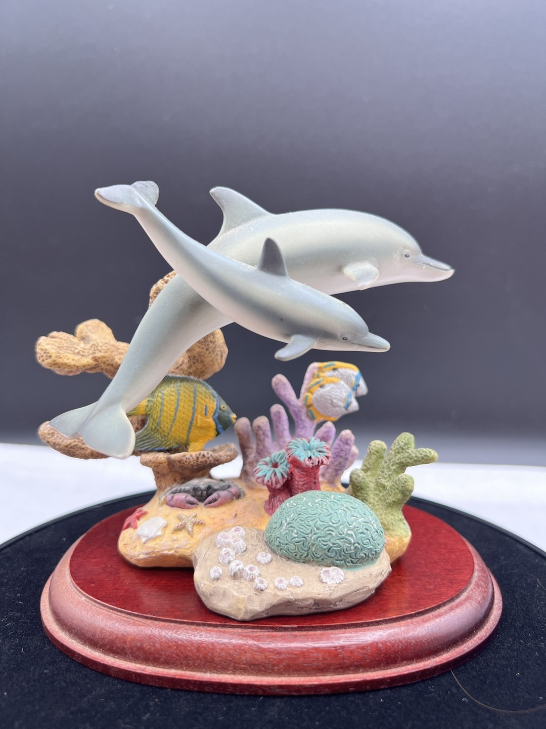 Dolphin Collection Beautiful Vintage Dolphin In Coral Sculpture