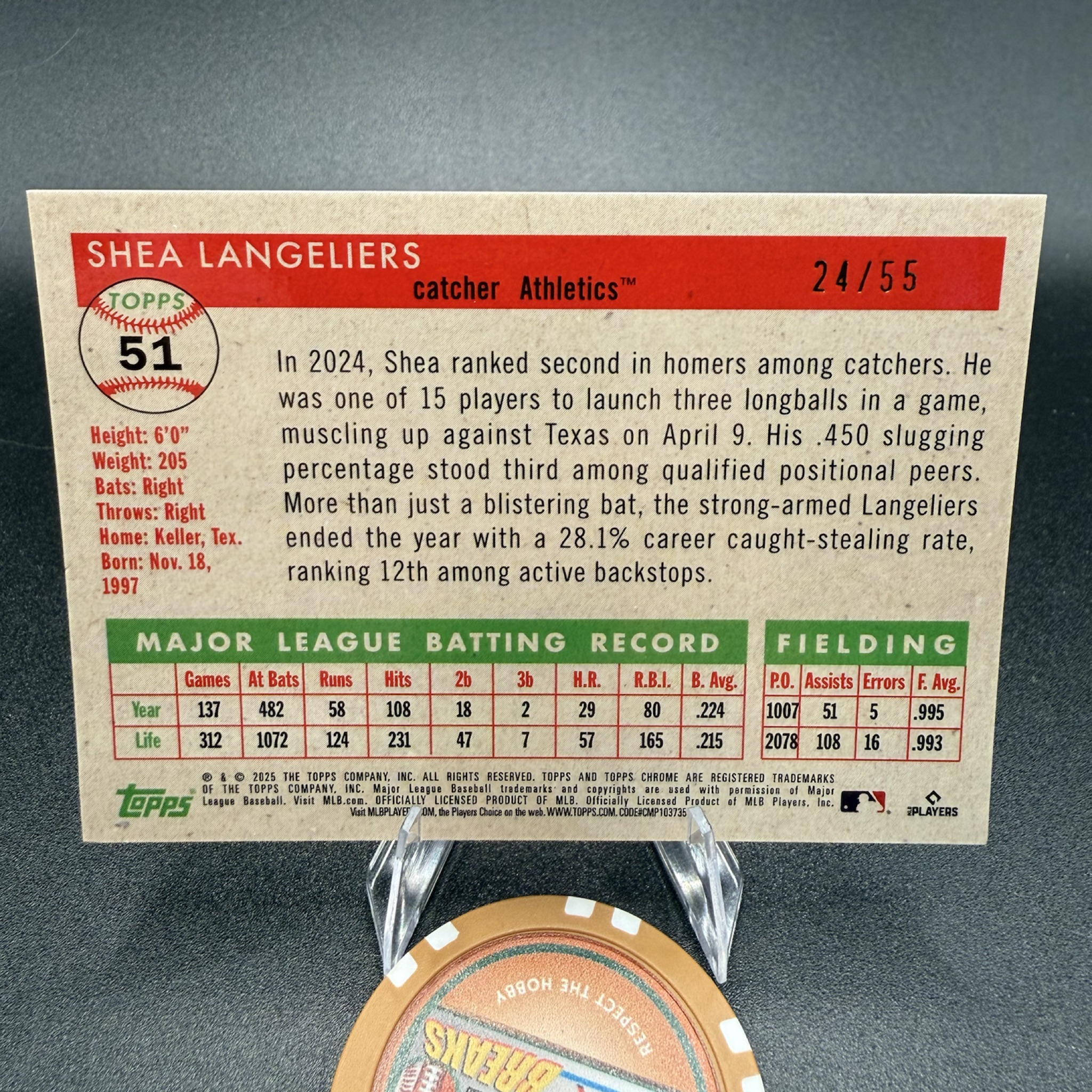 Shea Langeliers Diamond Etch Parallel #/55 2025 Topps Chrome 