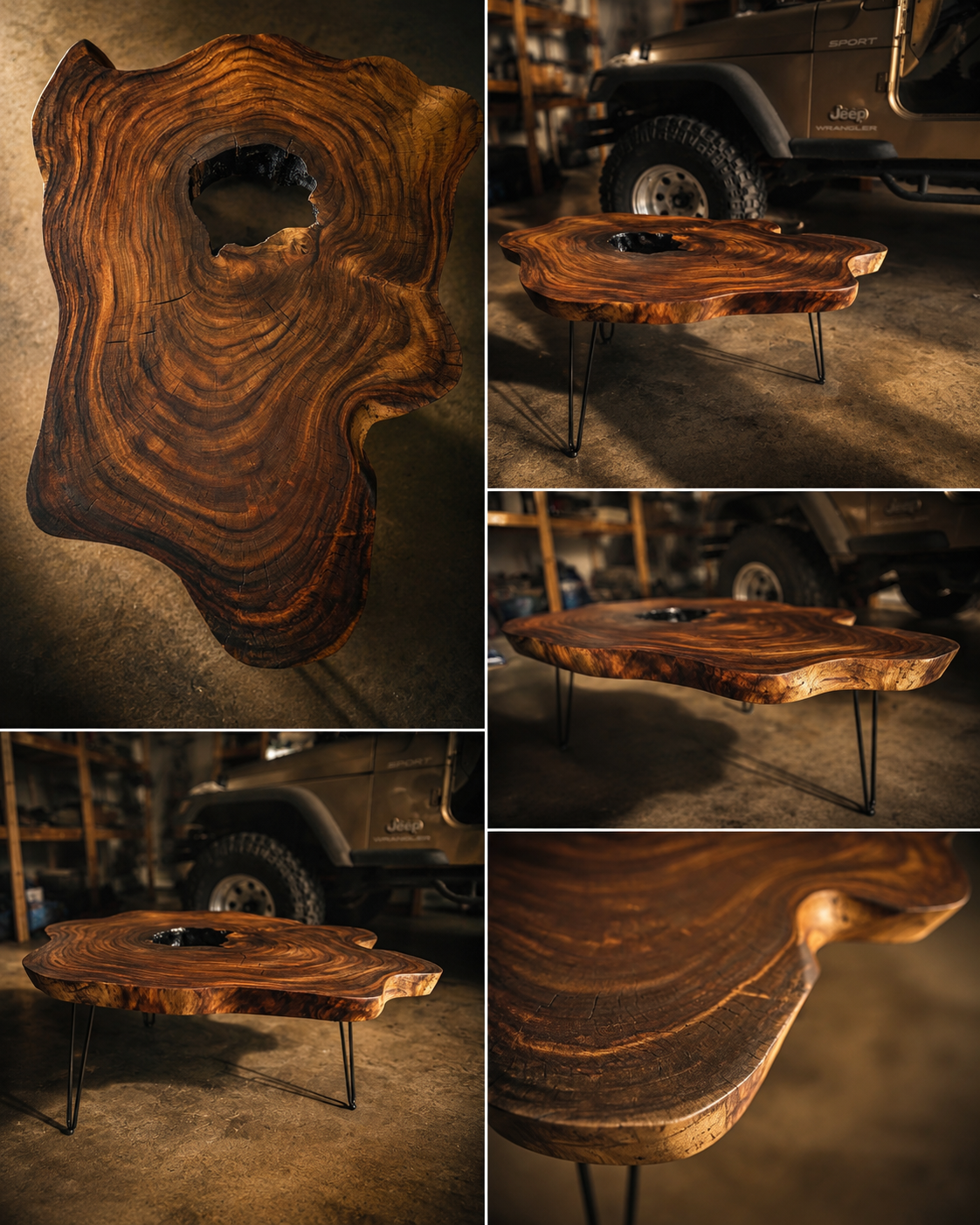 Makerbook · Live-Edge parota wood Coffee Table with Natural Void