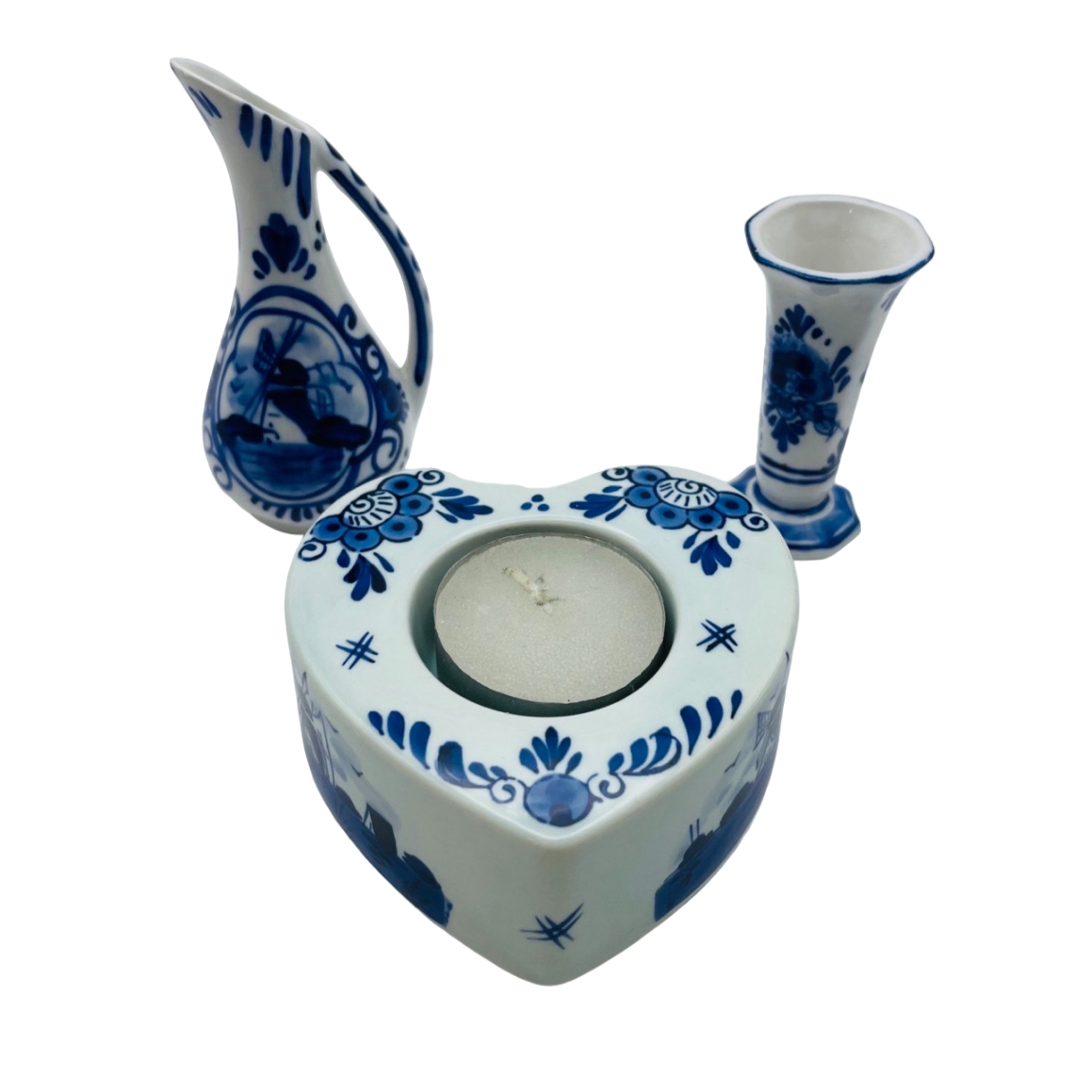 Delft Blue Pottery, 3 Pc, Miniature Pitcher and Vase Along With A Tea ...