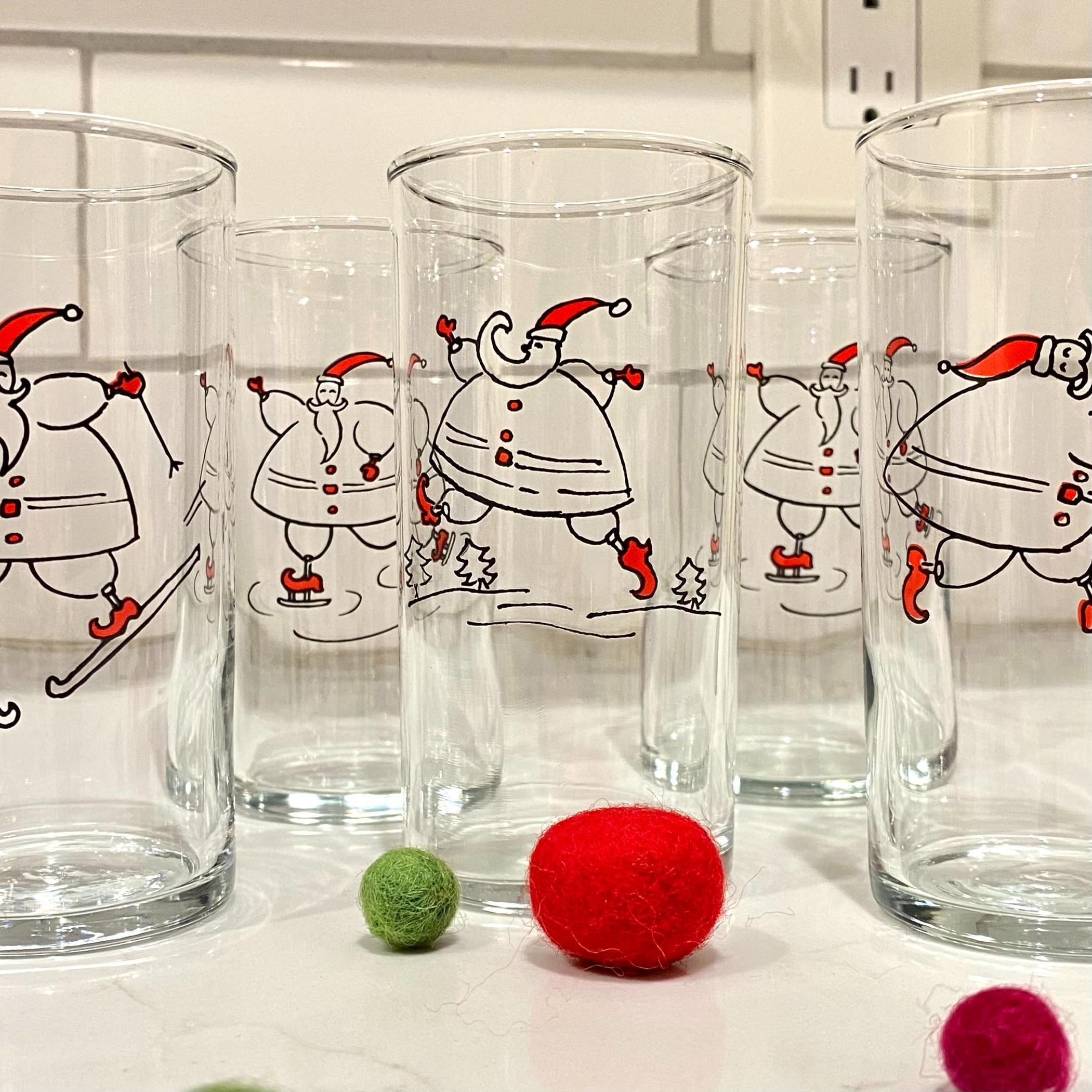 Santa Juice Box Vintage Libbey Santa Juice Glasses 5pc