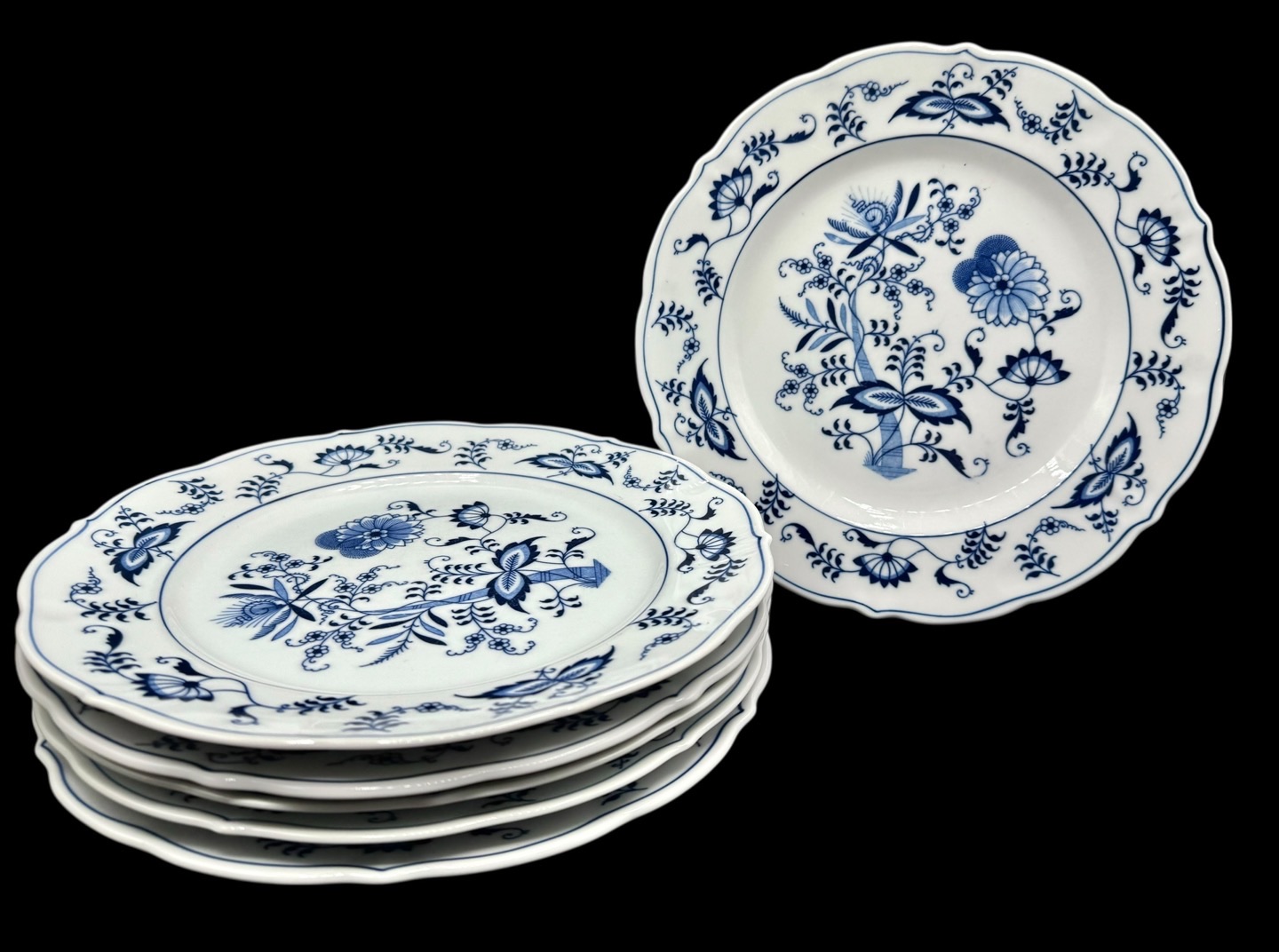 Set of 6 Vintage Blue Danube Dinner Plate Blue Onion Japan US Patent 10 ...