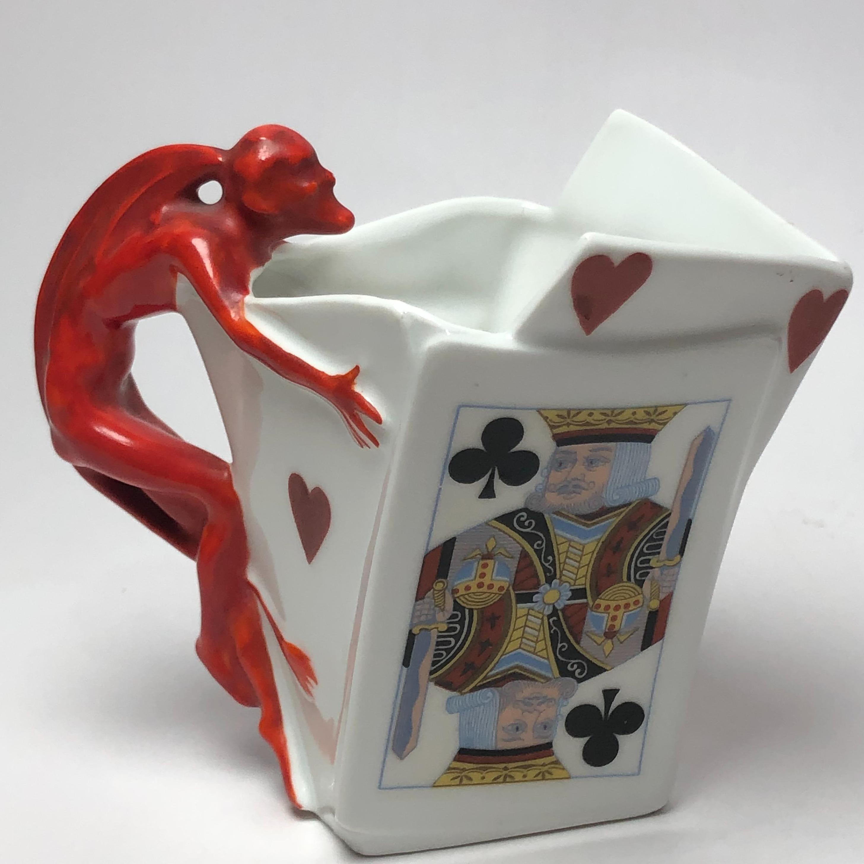 Antique Royal Bayreuth Germany 4" Devil & Playing Cards Creamer Older