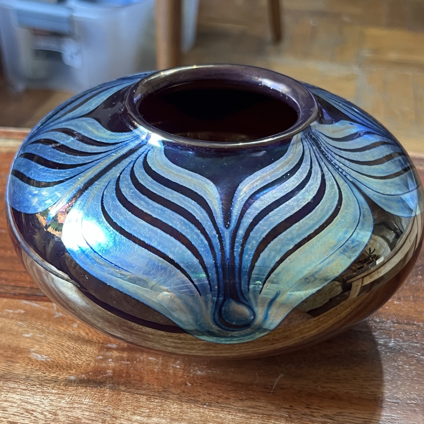 Vintage Rich Miller Bittersweet Glassworks 1977 Pulled Iridescent