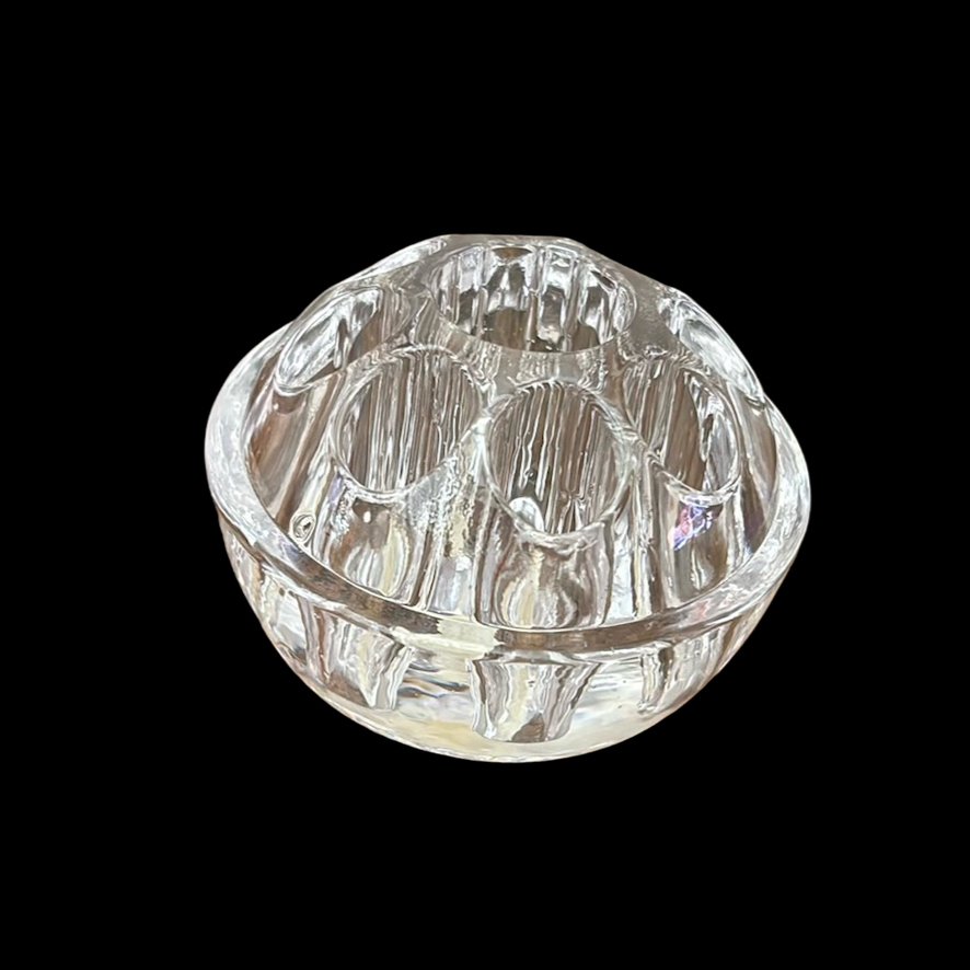 Vintage Lillian Vernon glass flower frog & taper candle holder