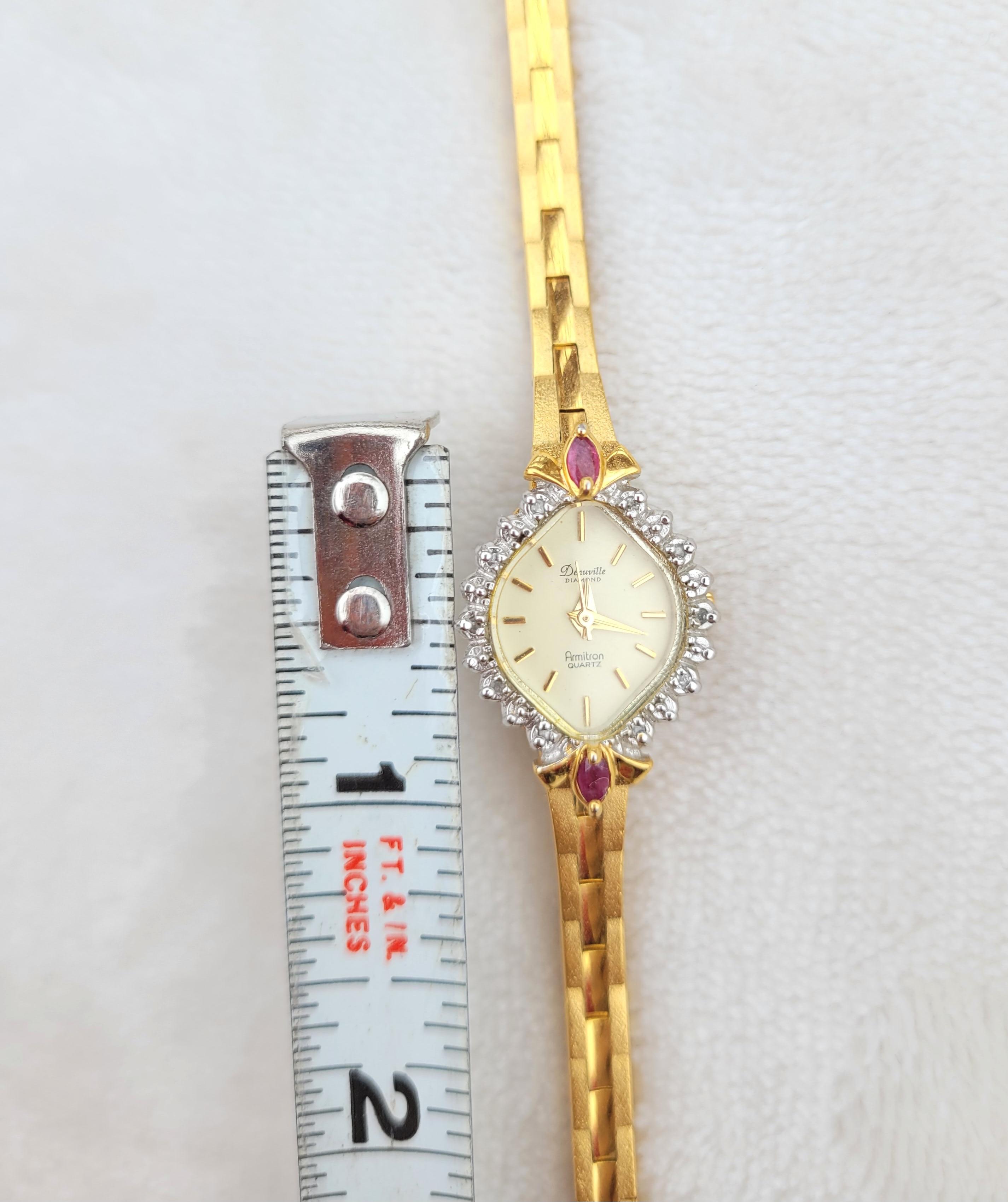 Armitron Now-Swiss Movement Gold Tone Watch -New Battery Vintage Vintage Deauville Armitron diamond accent watch  main image 4