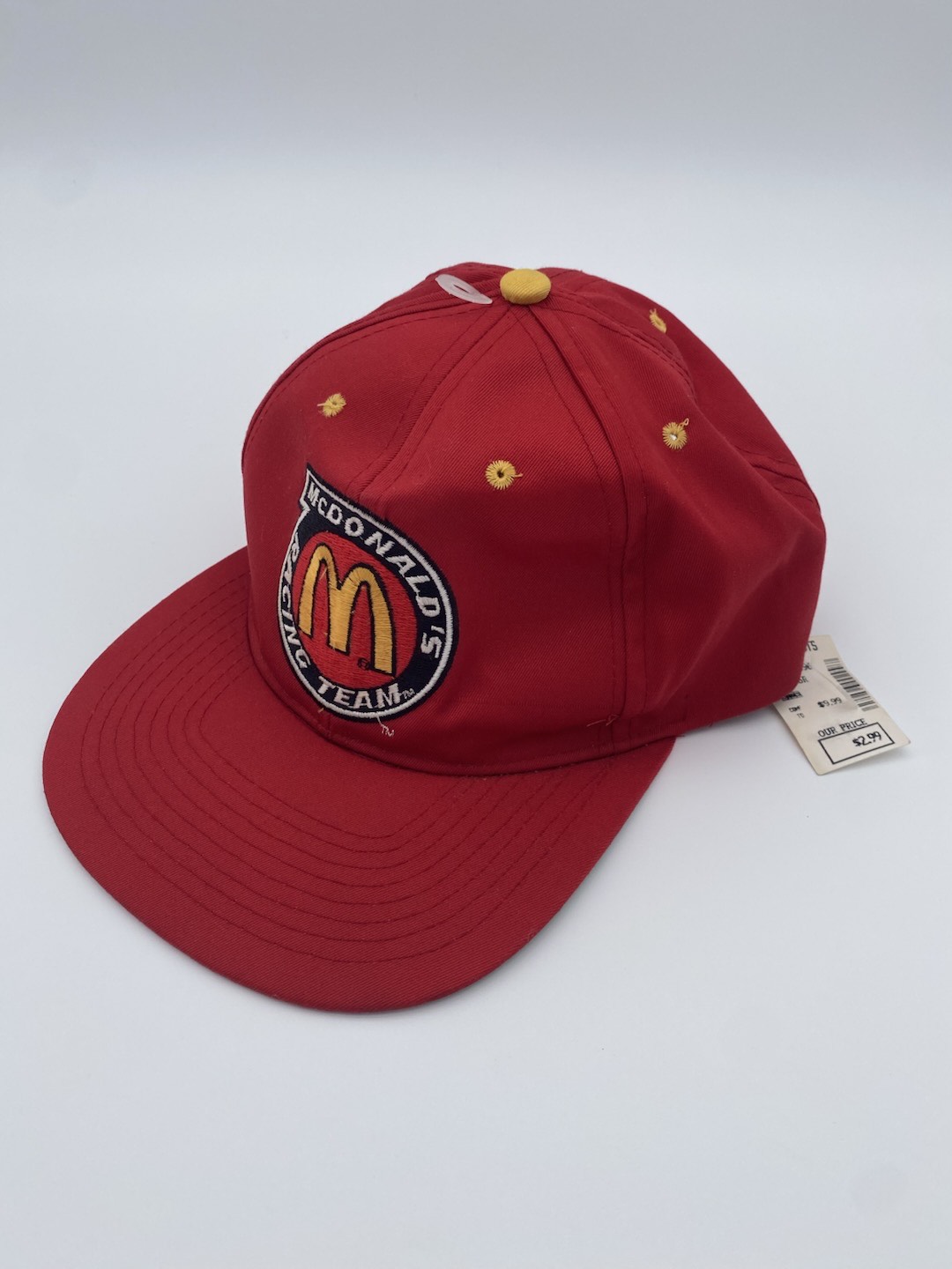 McDonald's Racing Team Red Snapback Hat - VTG NWT - NASCAR Checkered Flag