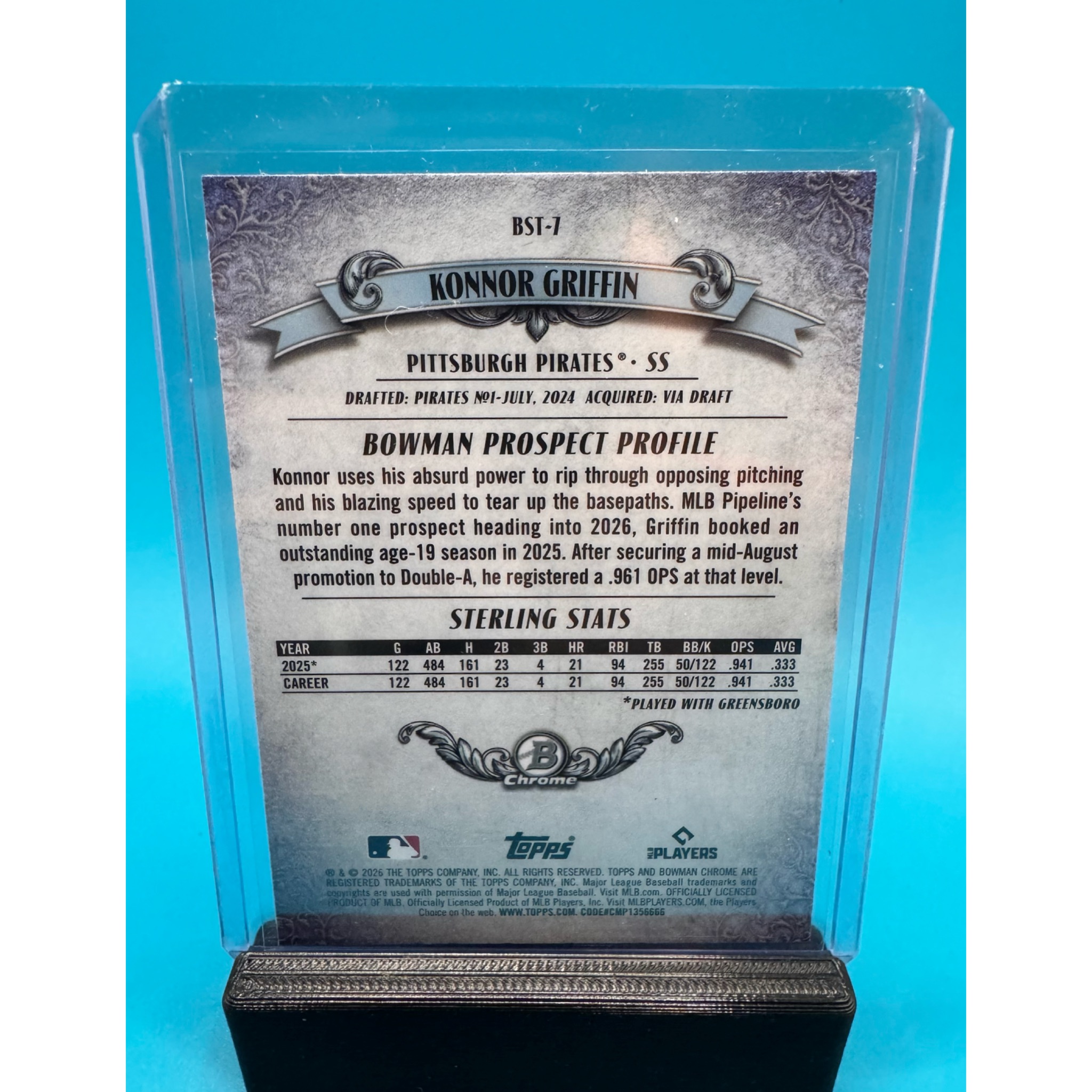 CHASING CARDBOARD · Konnor Griffin Bowman Sterling Mojo Refractor