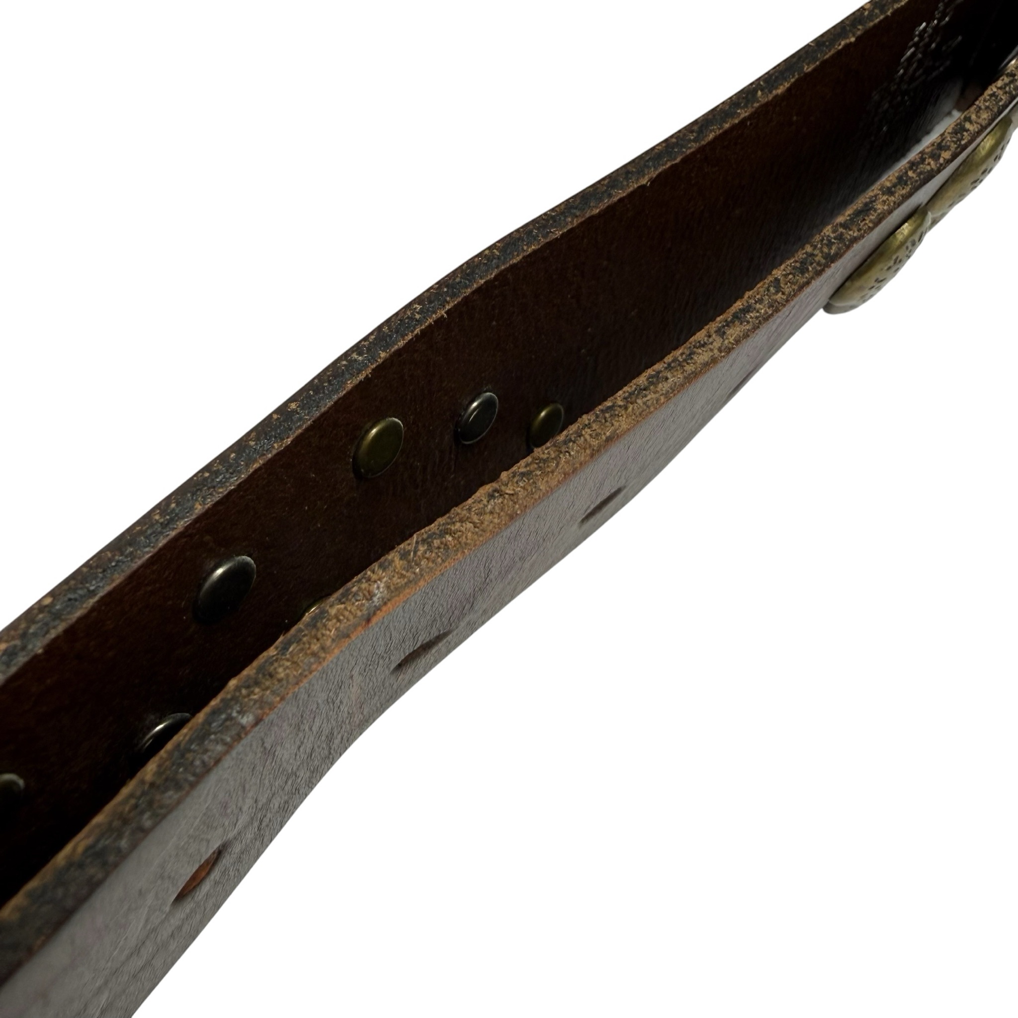 bed stu HEWITT  Leather Studded Belt Brown  Silver Gold Rivets Size M 31-36 Boho Bed Stu Hewitt Leather Belt Medium 34 Brown Silver Metal  main image 4