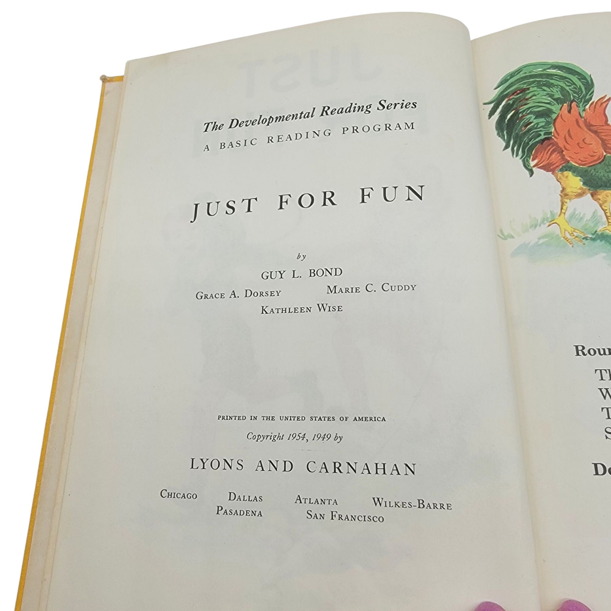 Vintage 1956 Children's Reader Book Just for Fun Classroom