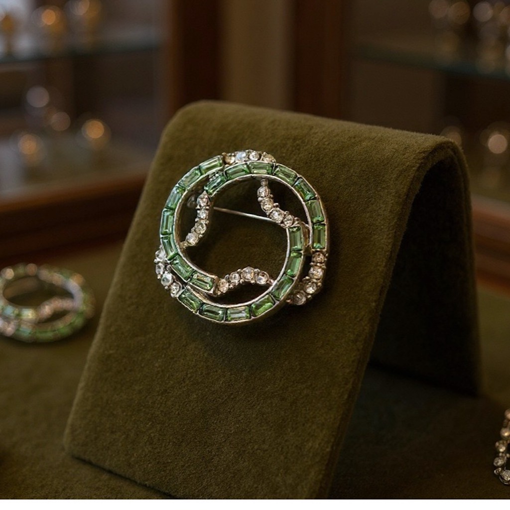 Vintage, Green Baguette And Clear Rhinestone Brooch. August birthstone ...