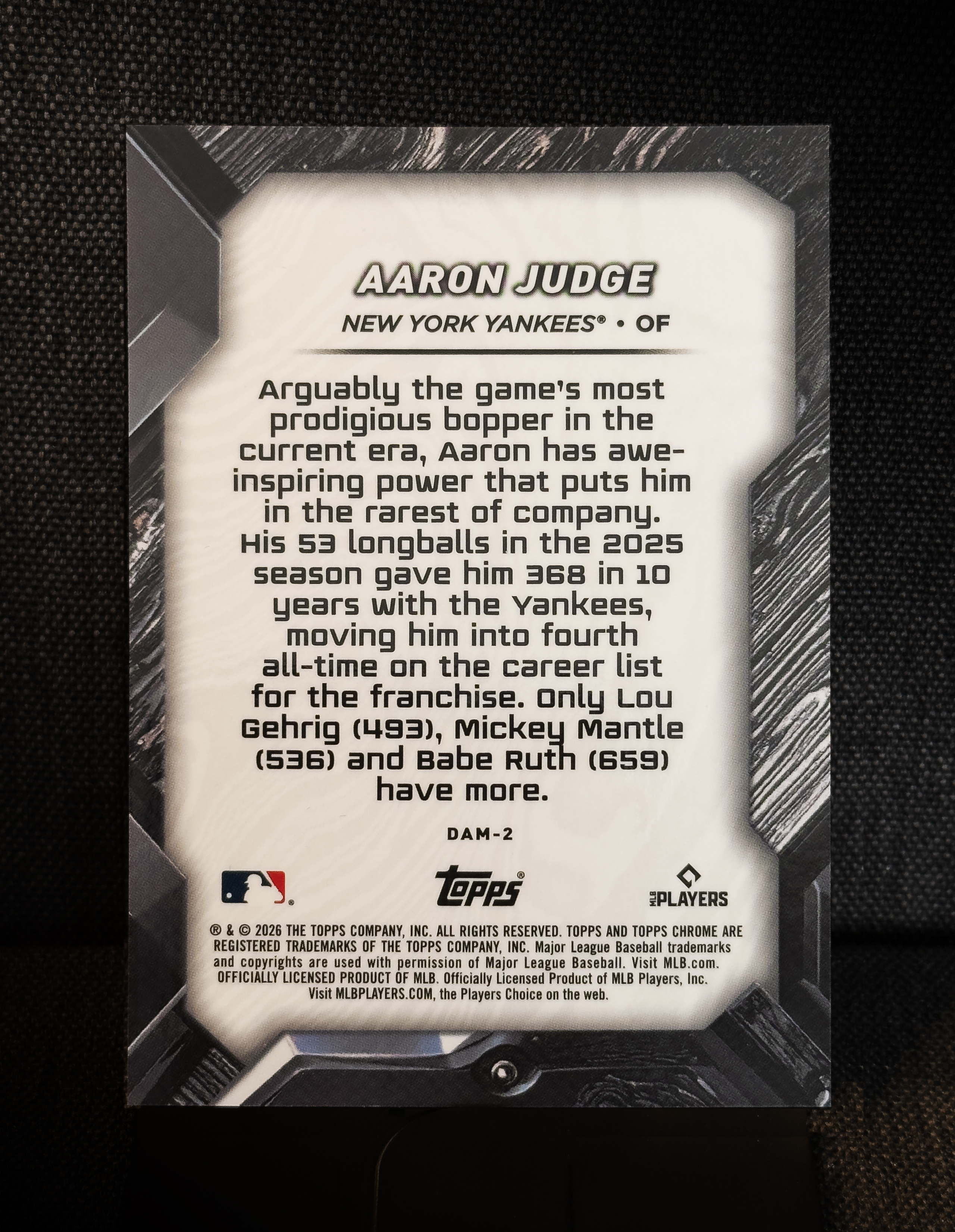 Aaron Judge: 2026 Topps Chrome Black - Damascus - Short Print / #DAM-2