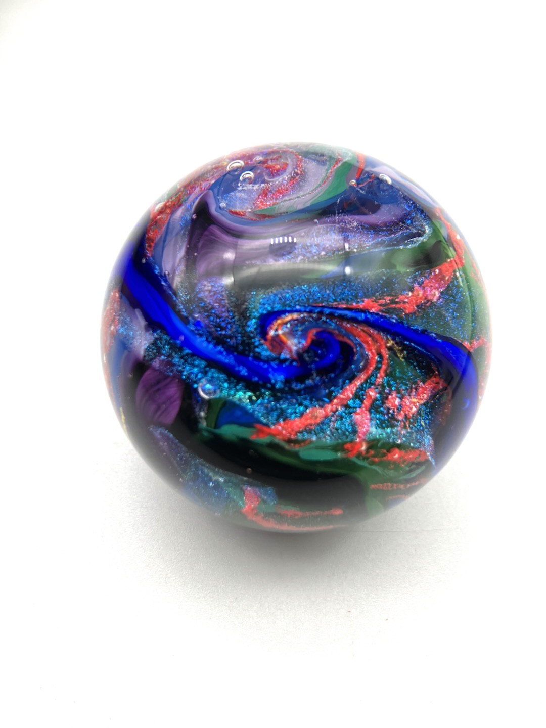 Vintage Colorful Nearly Spherical Sparkly 2” Abstract Paperweight ...