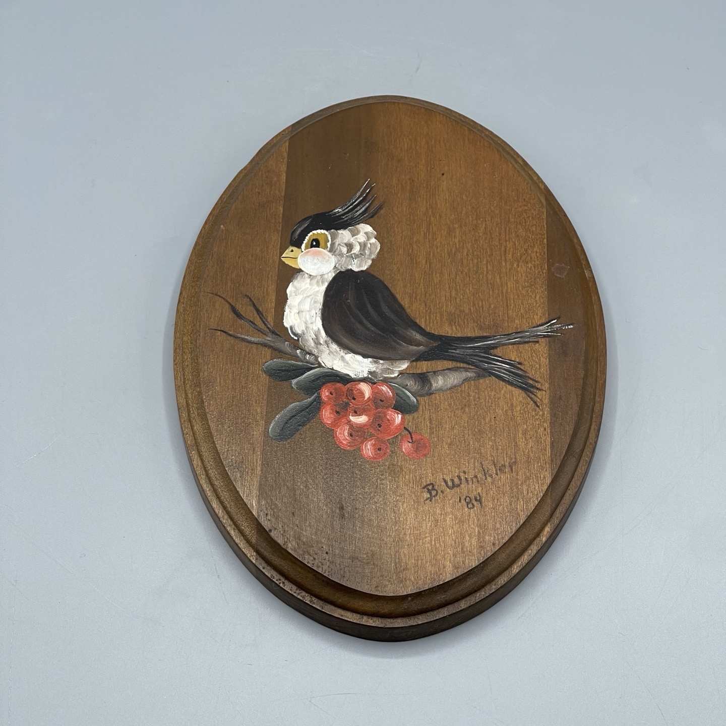 Hand Painted Bird Wood Wall Plaque