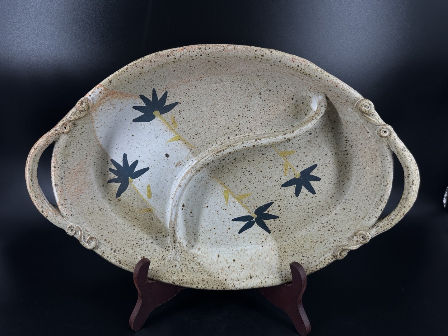 Studio Stoneware Pottery Divided Serving Dish Flower Tray studio-stoneware-pottery-divided-serving-dish-flower-tray