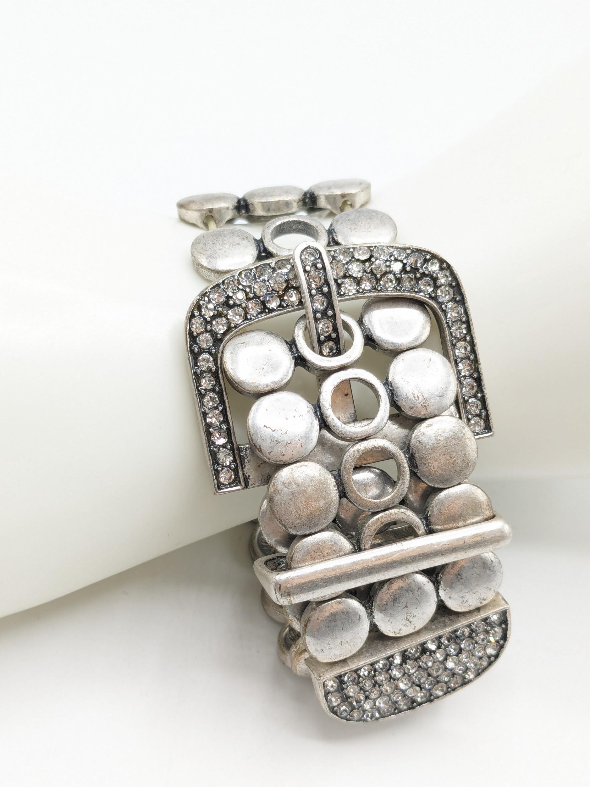 Premiere Designs Belt Buckle Bracelet Silver Tone Bling