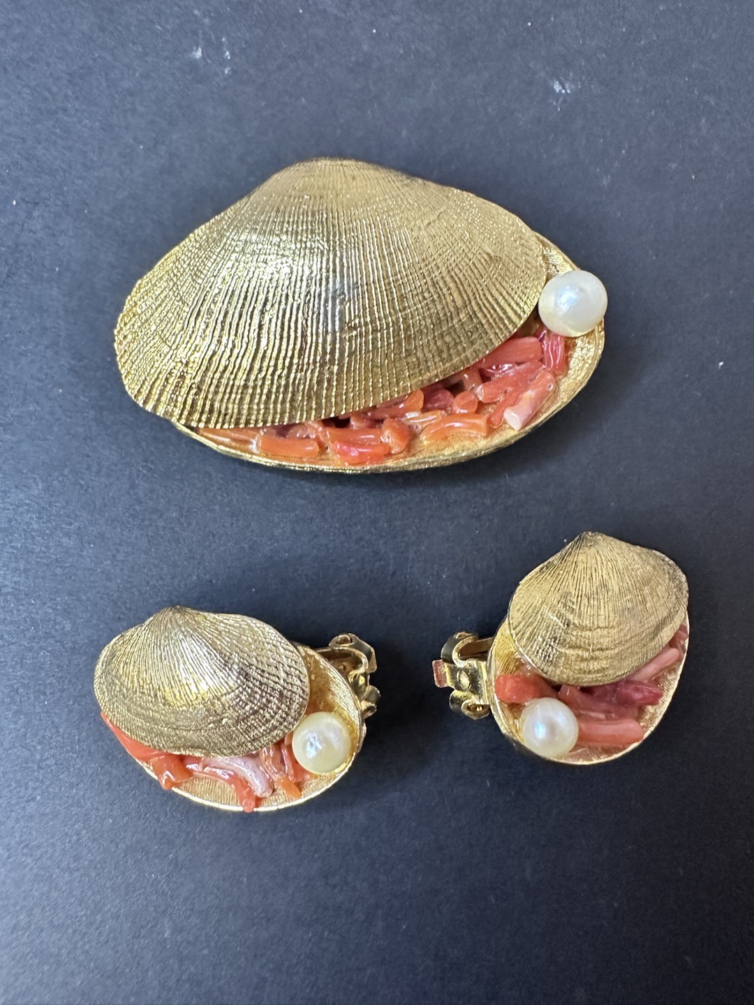 Capri Shells Capri Vintage Jewelry Set Shells brooch and earring