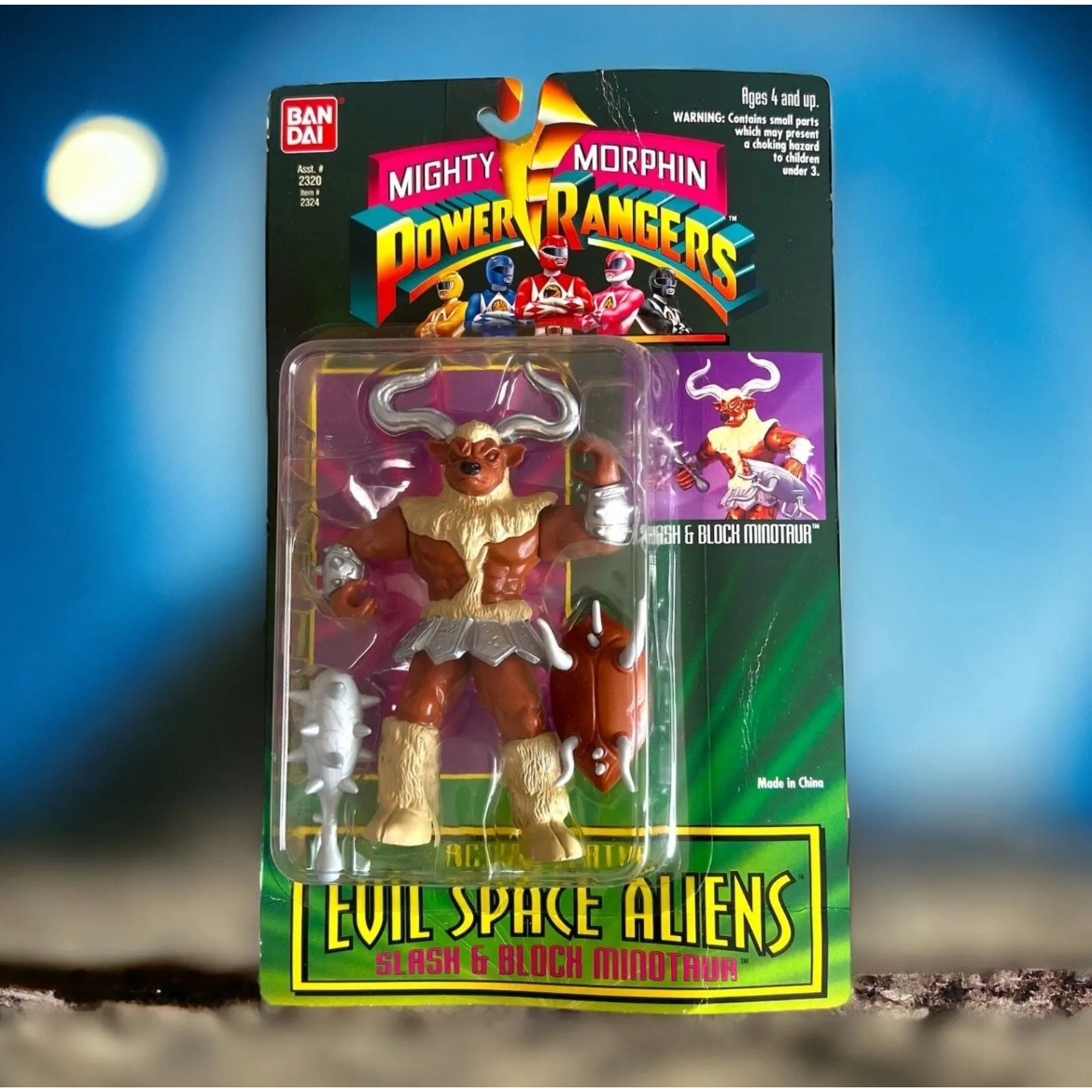 Vintage 1994 MMPR Evil Space Aliens Slash & Block Minotaur Bandai Power ...