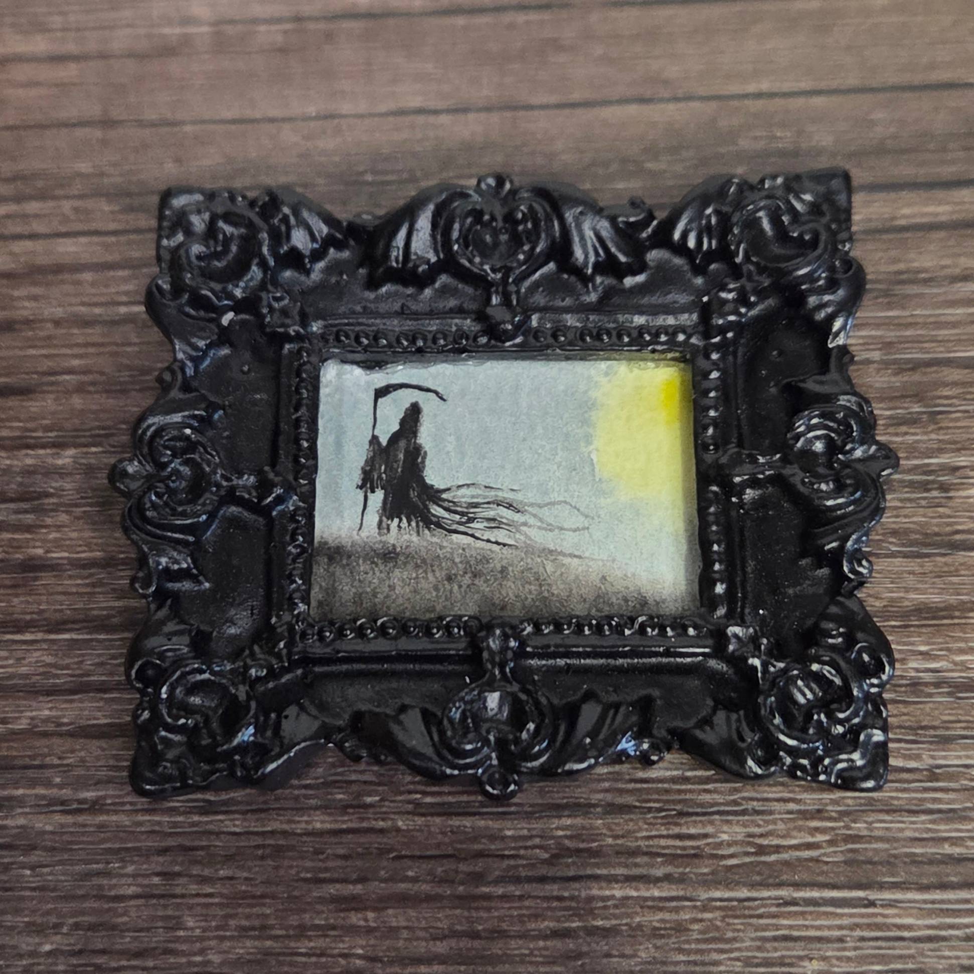 Halloween Grim Reaper Watercolor Frame Magnet 