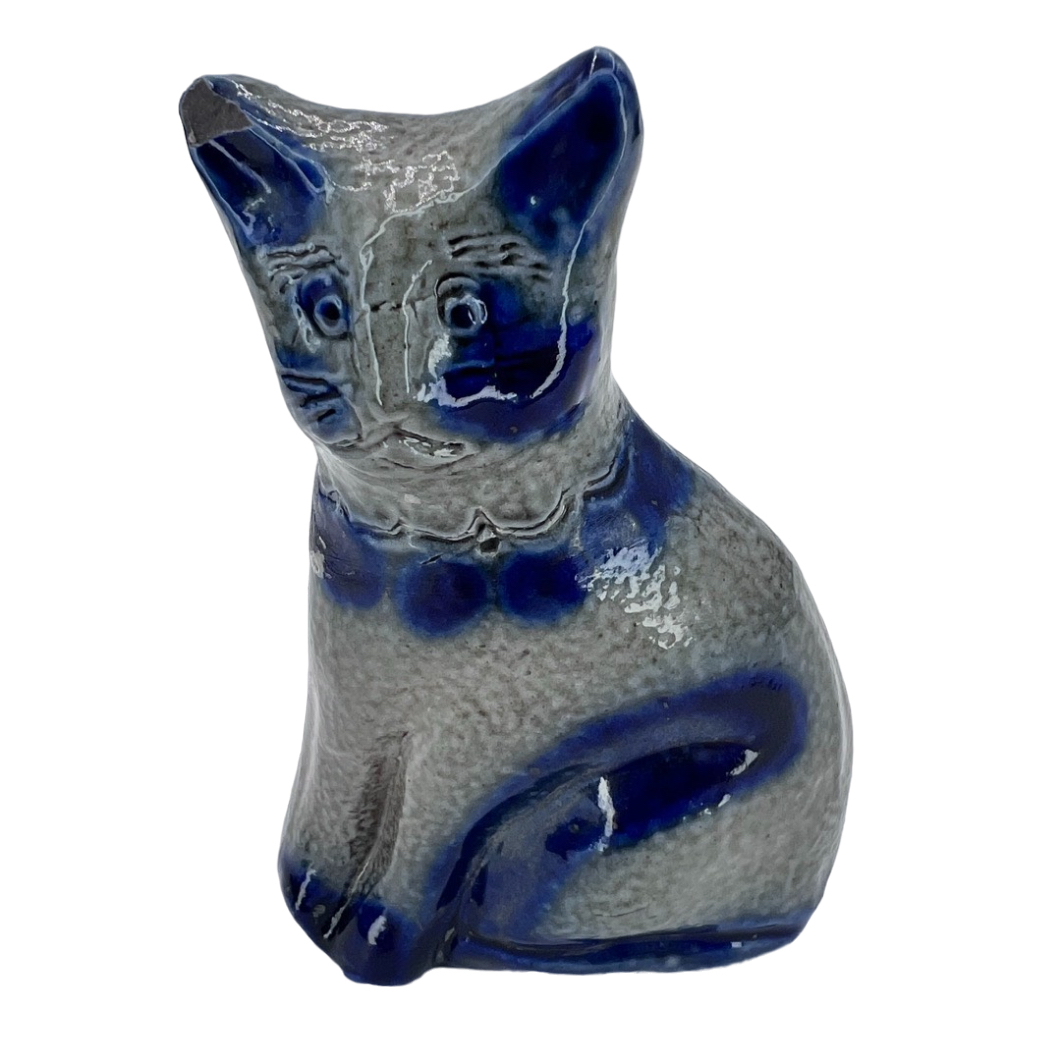 Vintage Beaumont Pottery Salt Glazed Finish Cat Figurine York Maine 5499