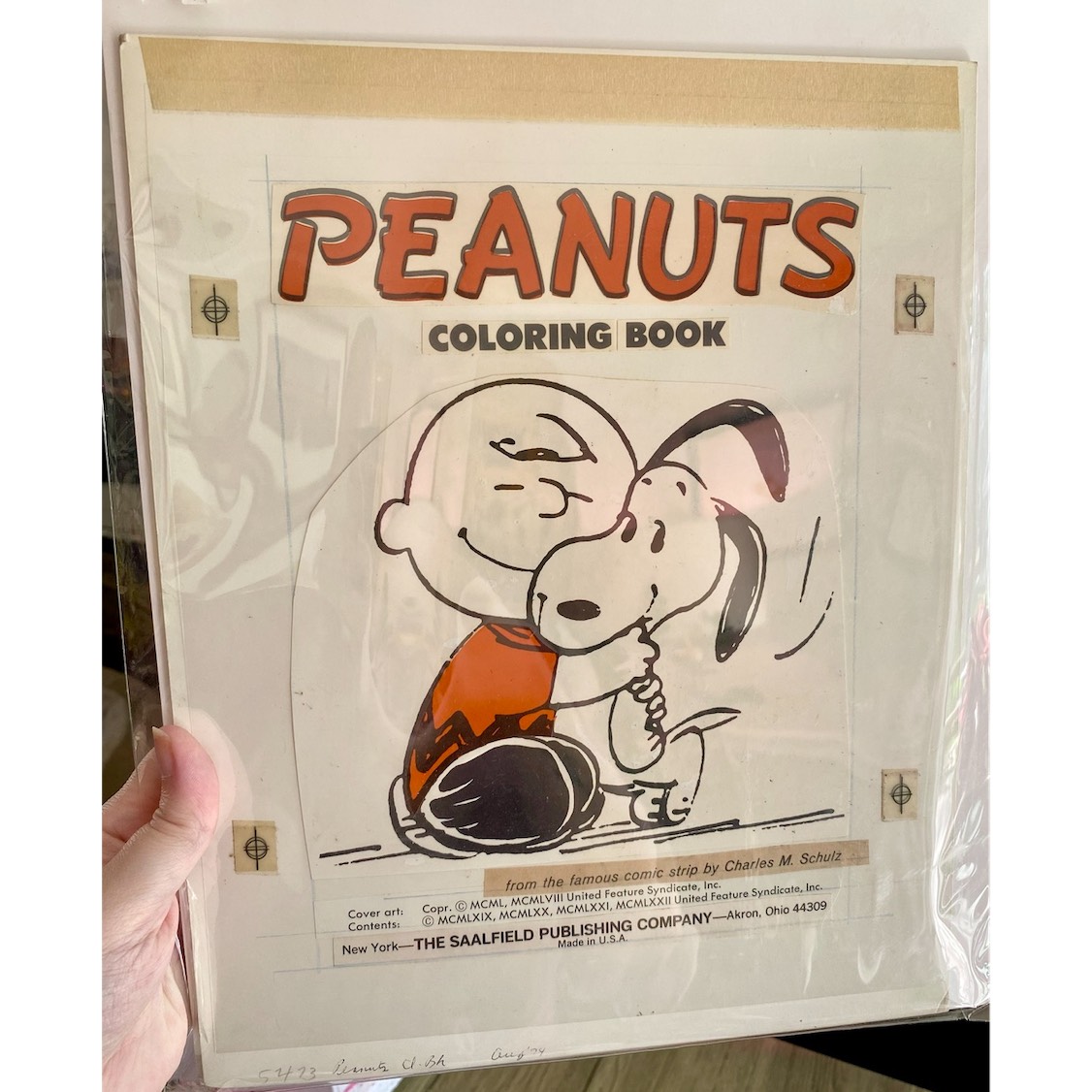 Original 1974 Peanuts Coloring Book Cover Proof + Coloring Book